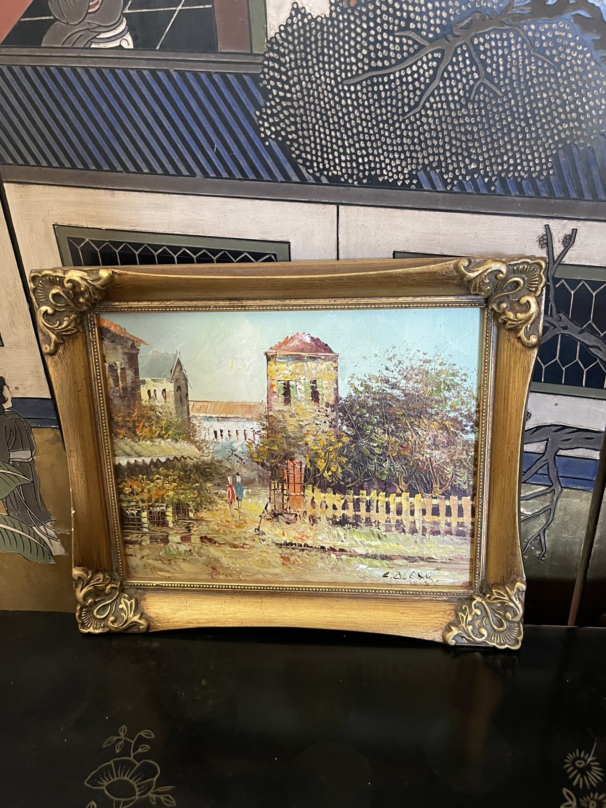 Beautiful Hand Painted Oil Painting Home Galleries Certified Signed Street Scene