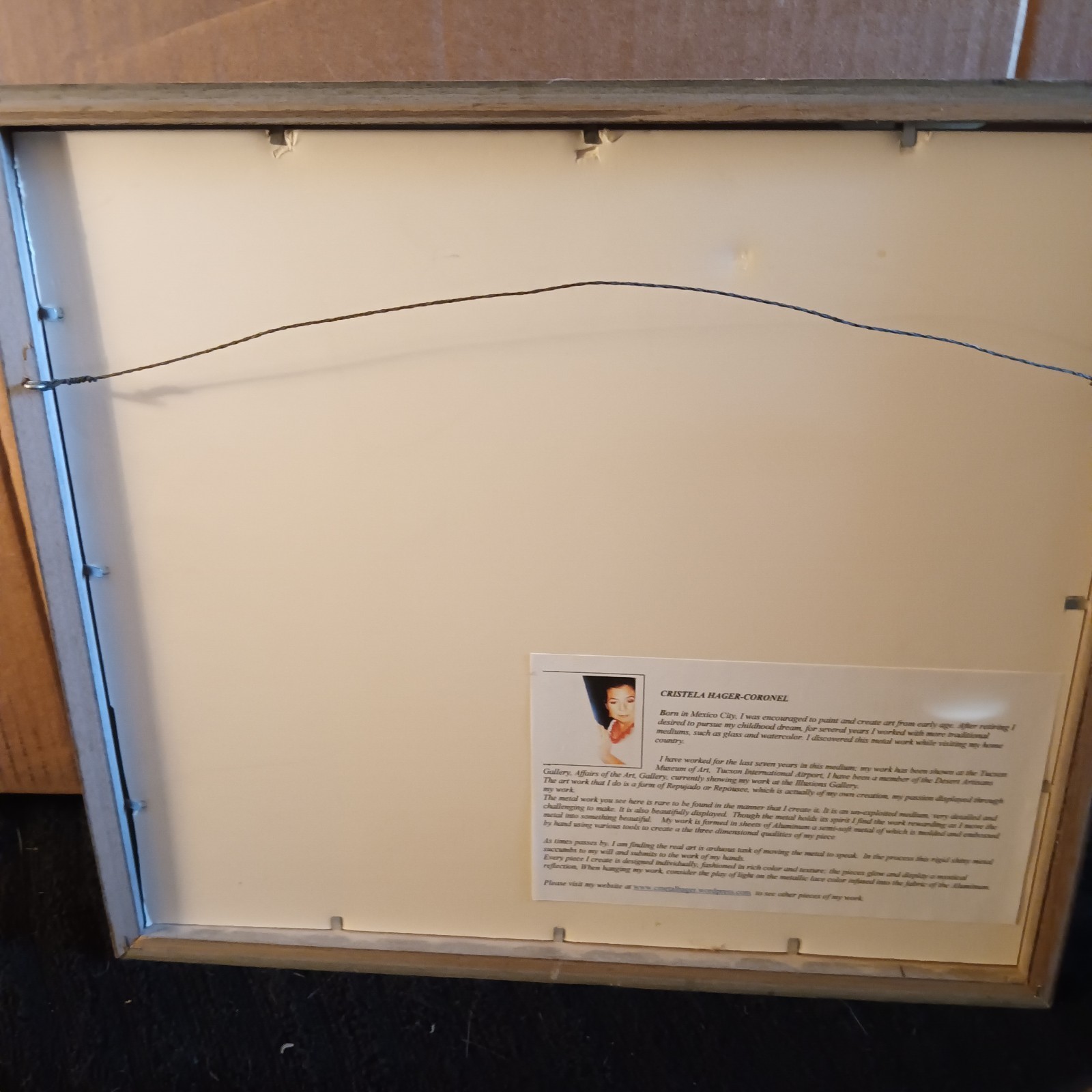 Mexican Artist Cristela Hager- Coronel Original Aluminum Medium Painting Framed
