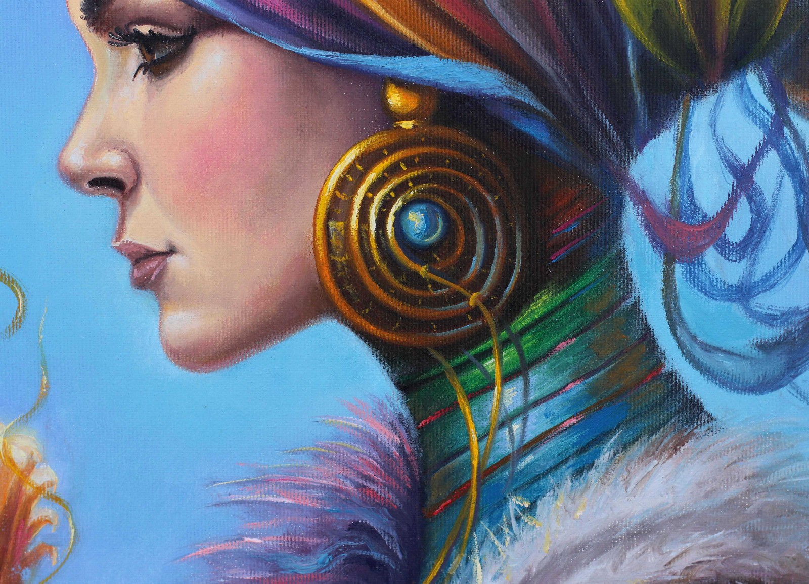 Original Oil Painting Fantasy Woman Portrait Surreal By Sery Dmitry Art