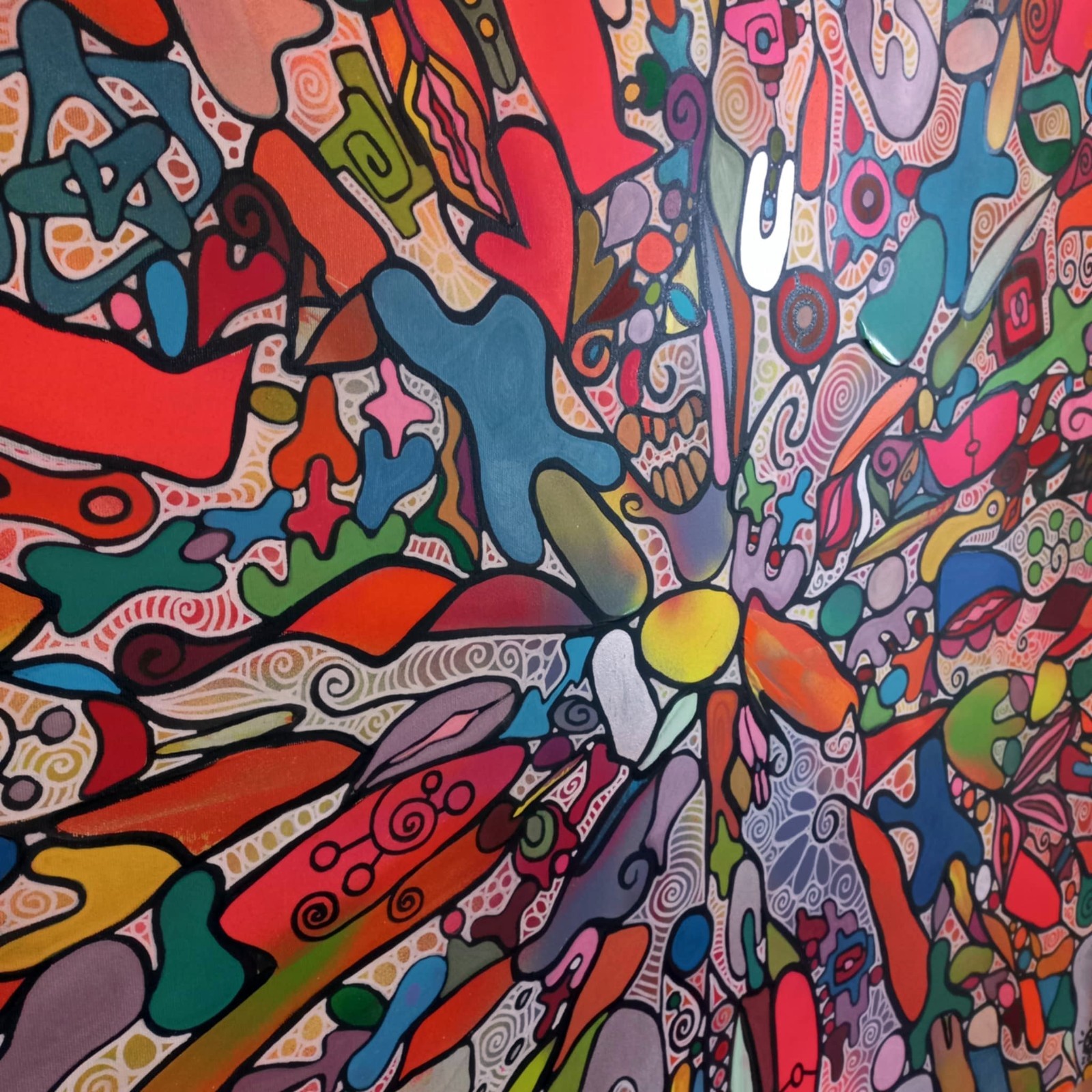Hand Painted Original Abstract trippy UV Reactive Canvas LEMINX BURNING DESIRE