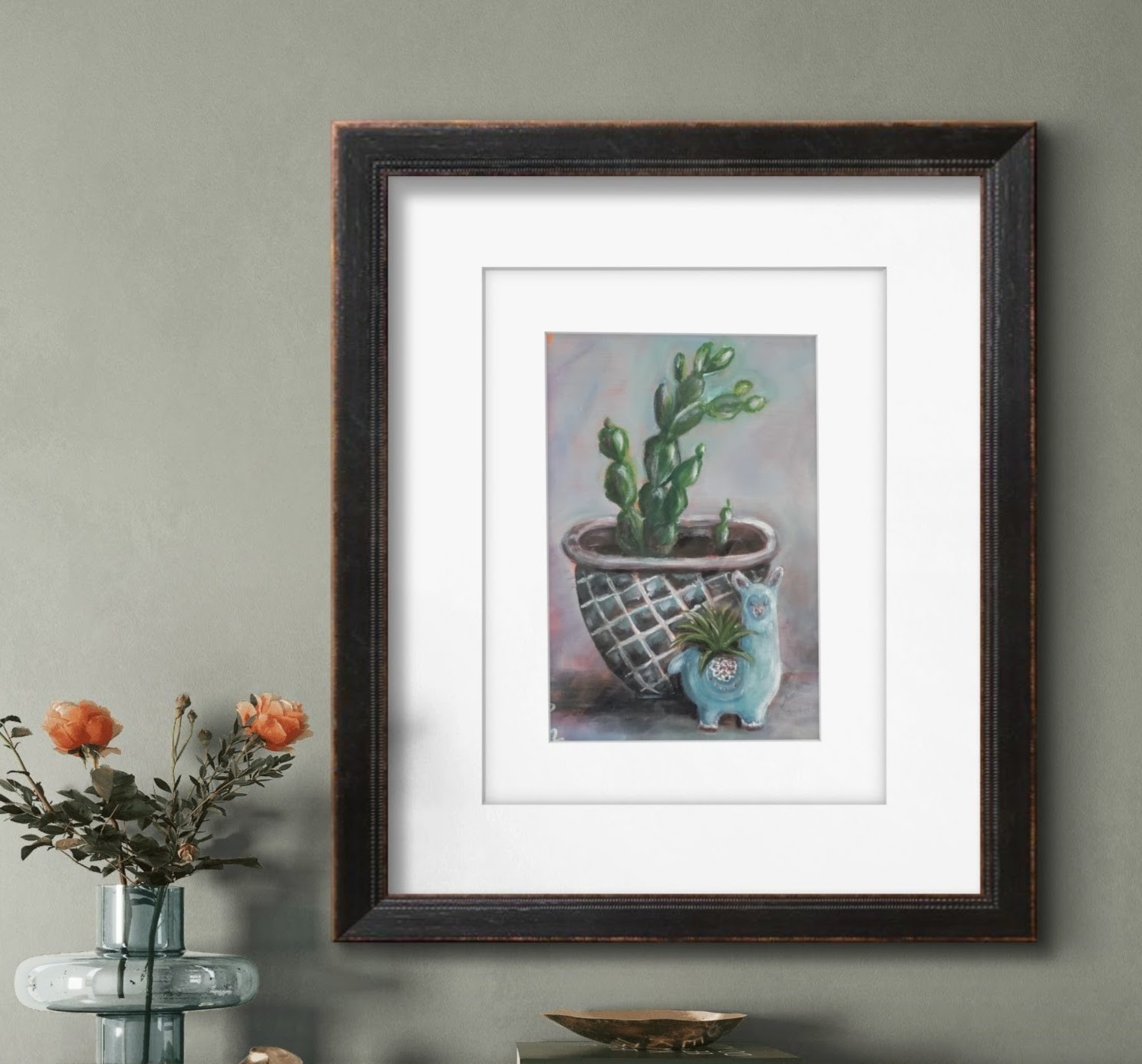 Original Expressionist Still Life 14 x 11 Oil on Paper Matted Painting
