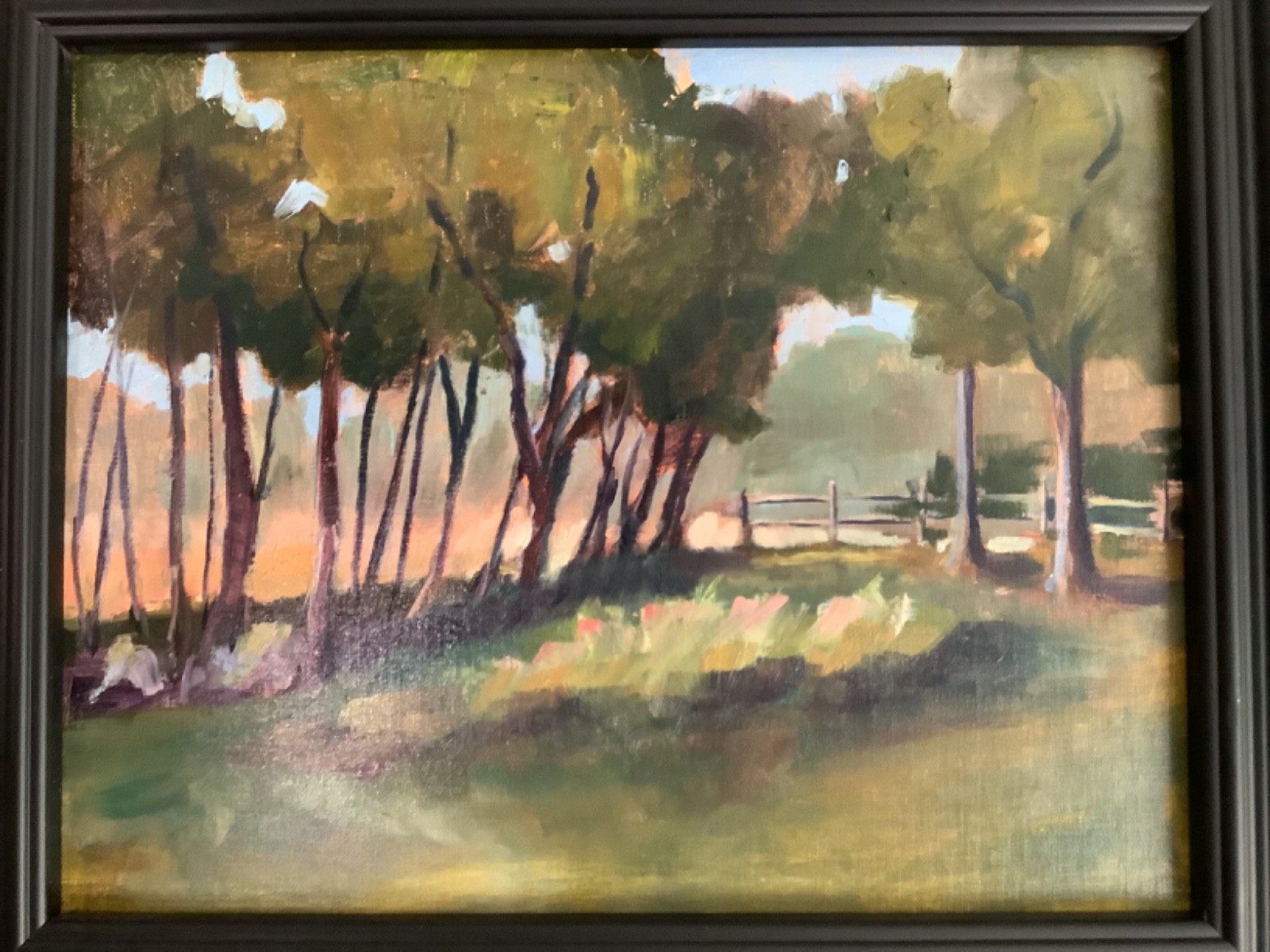 Original Signed Oil Painting Landscape “Festge Park” 16.5 x 19.5. Louise Kubista