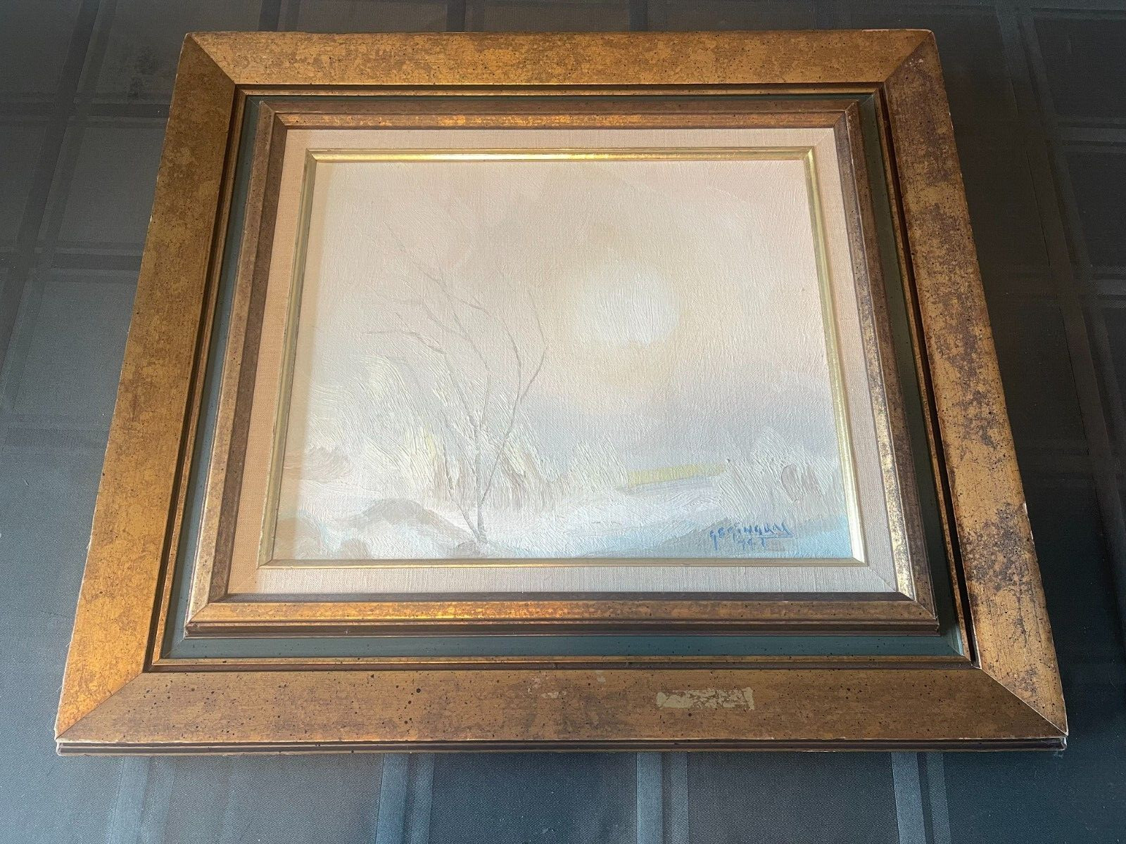 PRES DE LA MER Oil/Canvas Painting by GILLES E. GINGRAS 1974 Quebec RARE