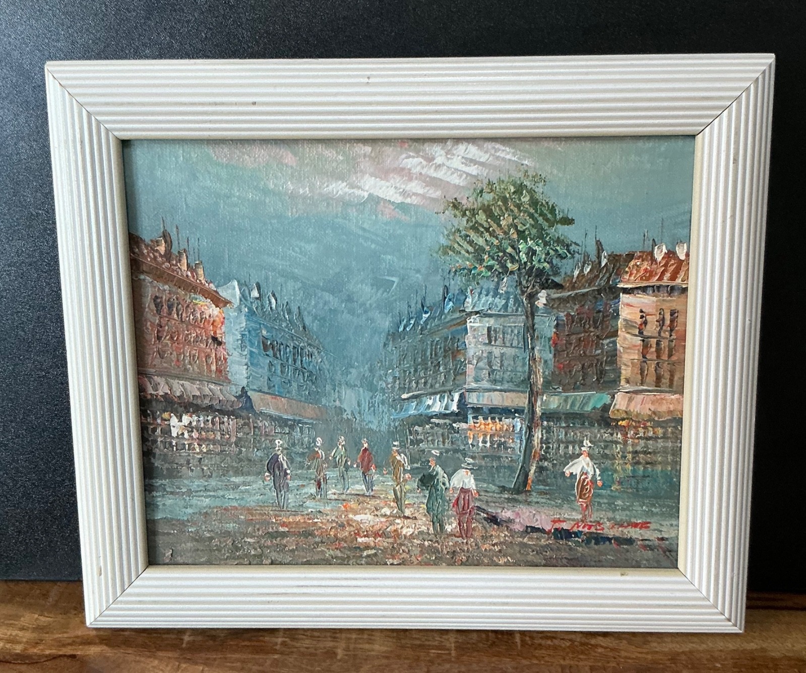 J. Nits Cnke Signed Oil Painting Paris Street Scene 10″ x 8″ Canvas