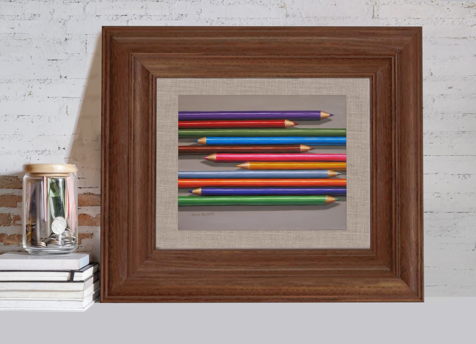 DANFORTH Colored Pencils, 8×10 still life original realistic oil painting