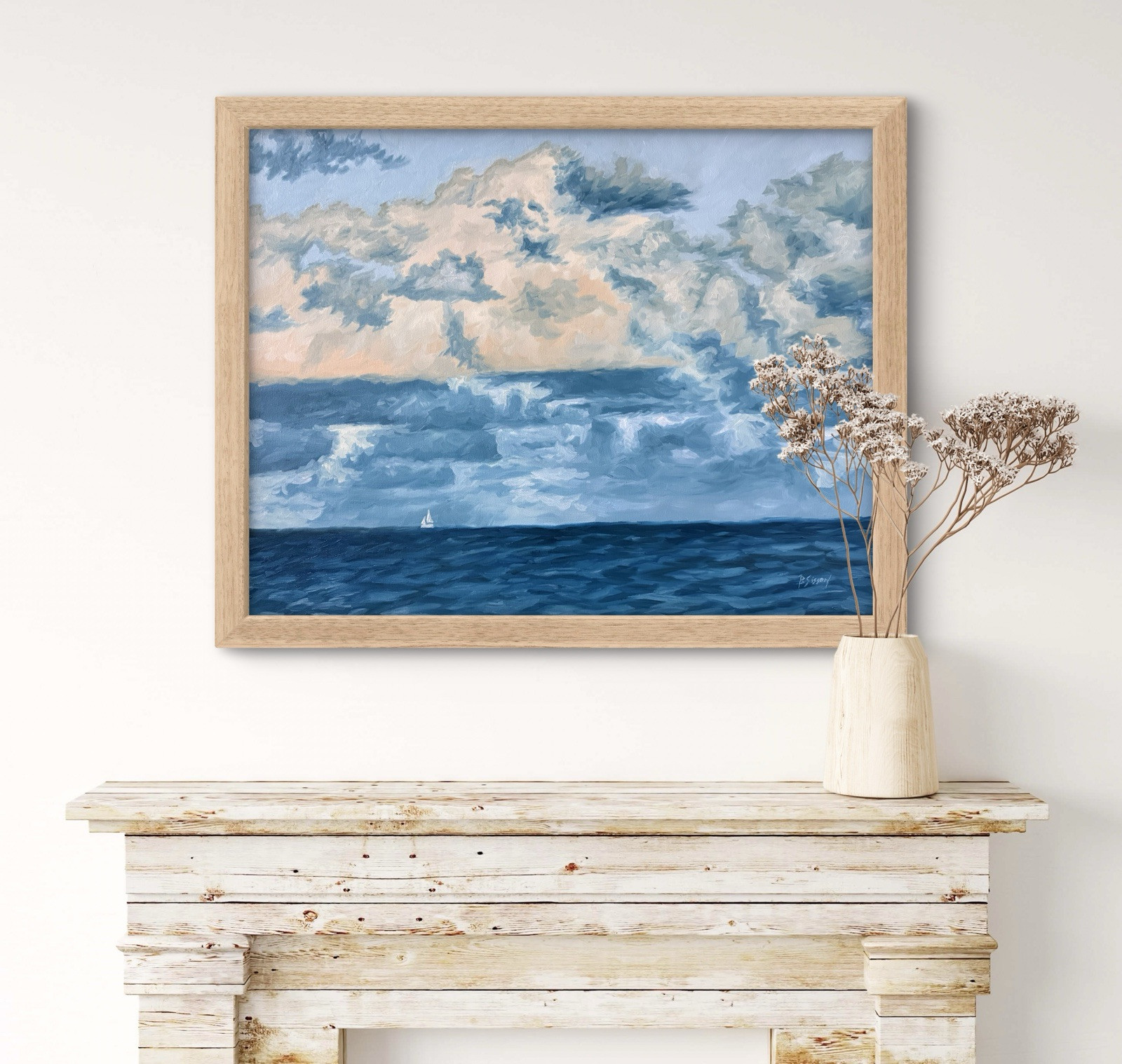 “Boat Under A Vast Sky” 22 in x 28 in Original Landscape Oil Painting