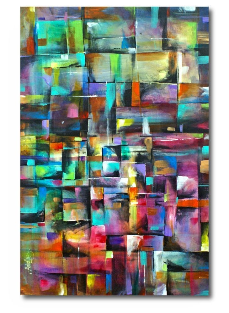 decorative art abstract painting multi color original Michael Lang one of a kind