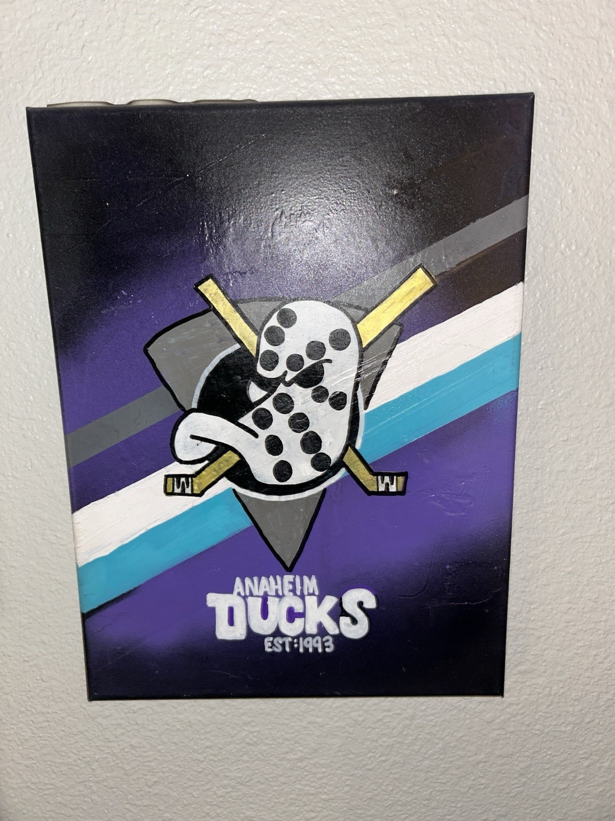 Anaheim Ducks NHL Hockey Graffiti Style Hand Painted Canvas – 12 x 16 in