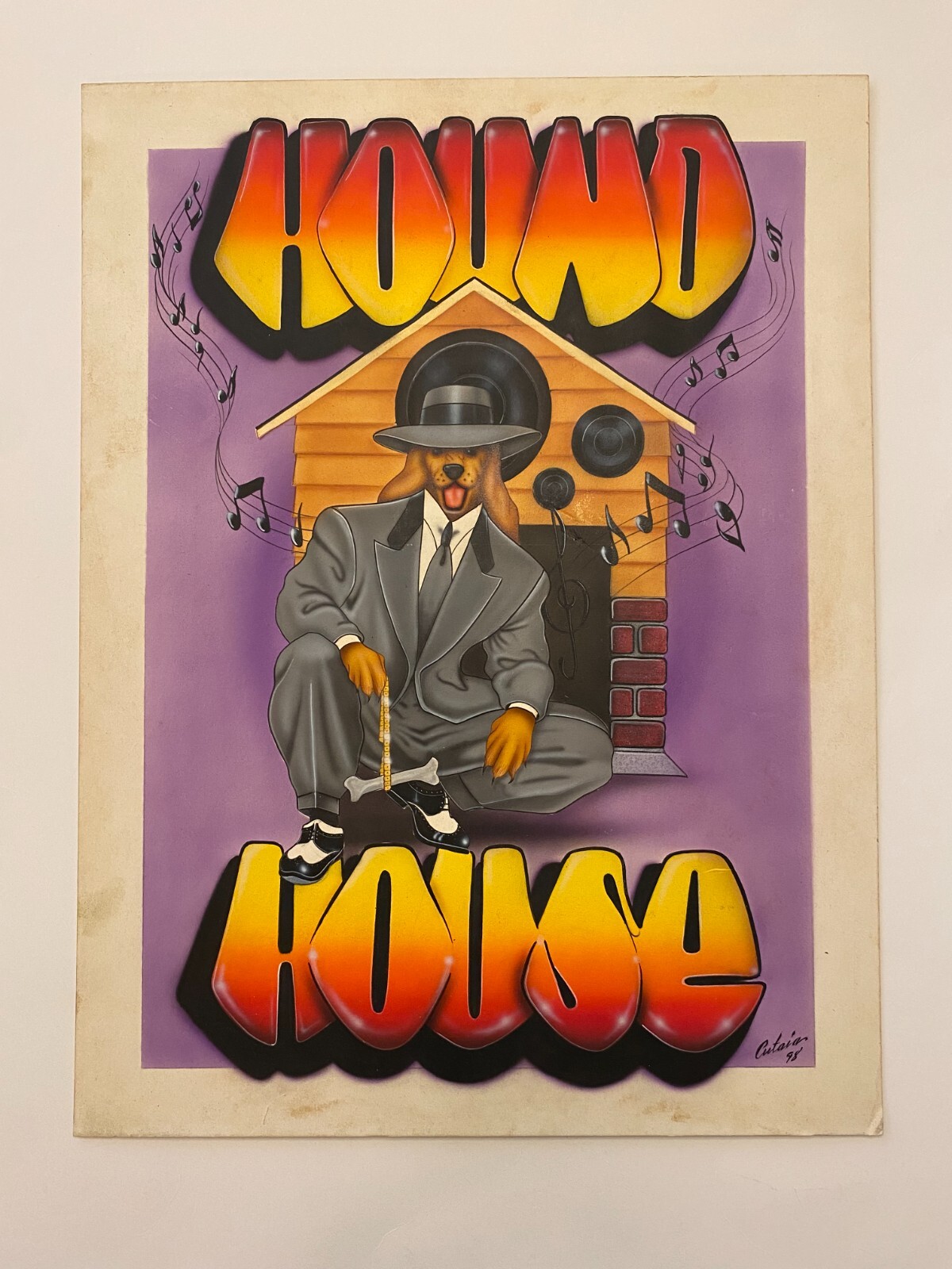 Original 90’s Hip Hop Rap Art Painting Hound House Productions Record Label Dog