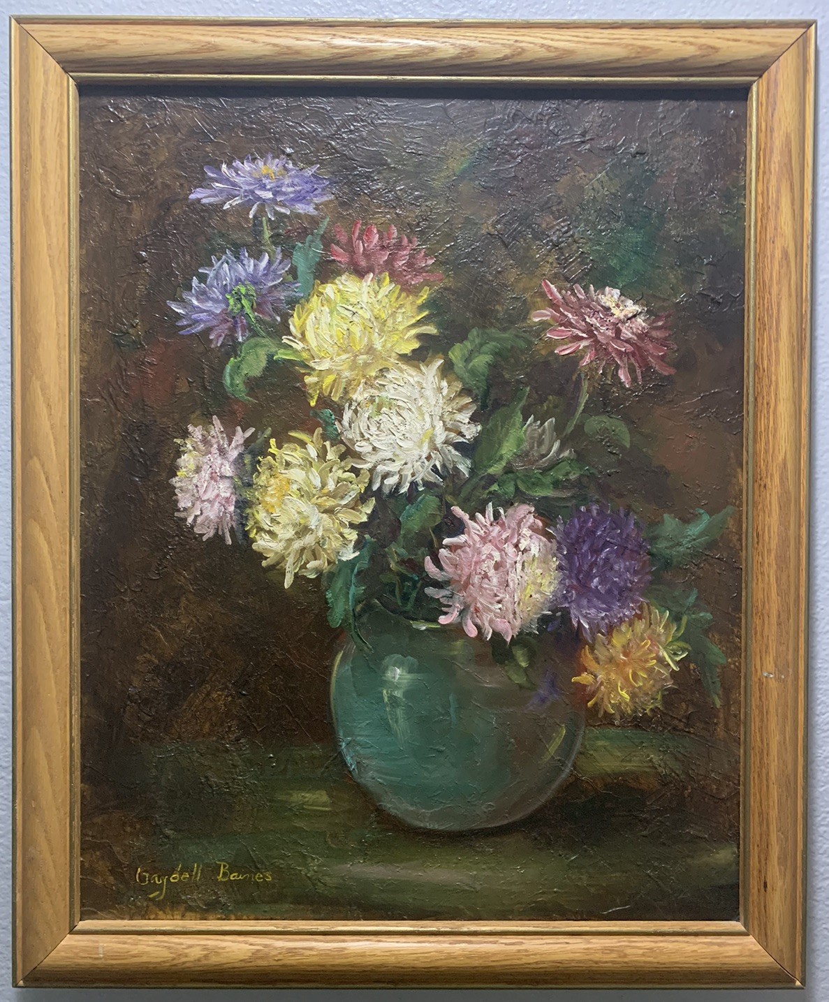 Original Still Life Floral Oil Painting Signed Gaydell Baines Texas USA