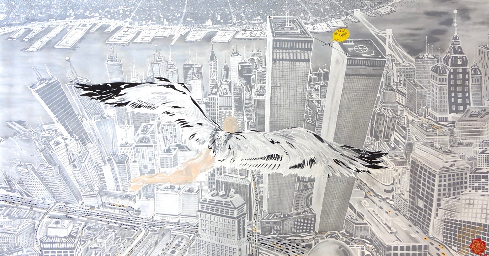 New york painting “JE ME SOUVIENT» 9/11 ORIGINAL 2005 UNIQUE . COA