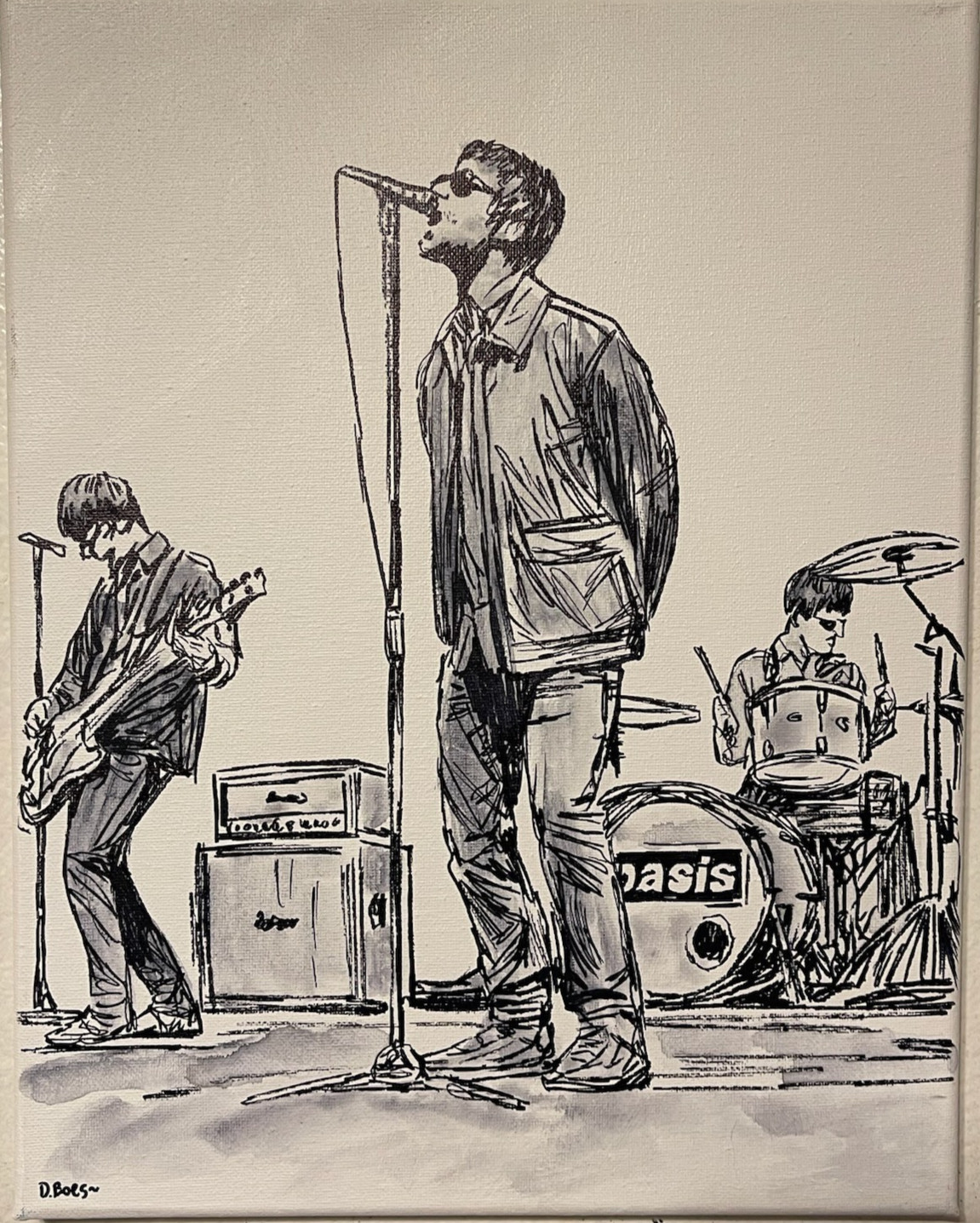 Seasoned Art Oasis Liam Noah Gallagher hand painted concert fan art ’25