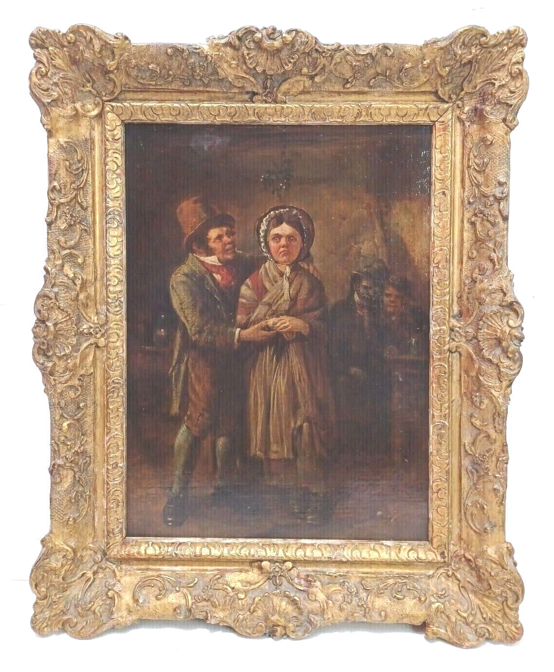 1860’s LISTED ENGLISH GEORGE HEPPER Sd ORIG O/C FIGURES w/ ANTIQUE GILT FRAME