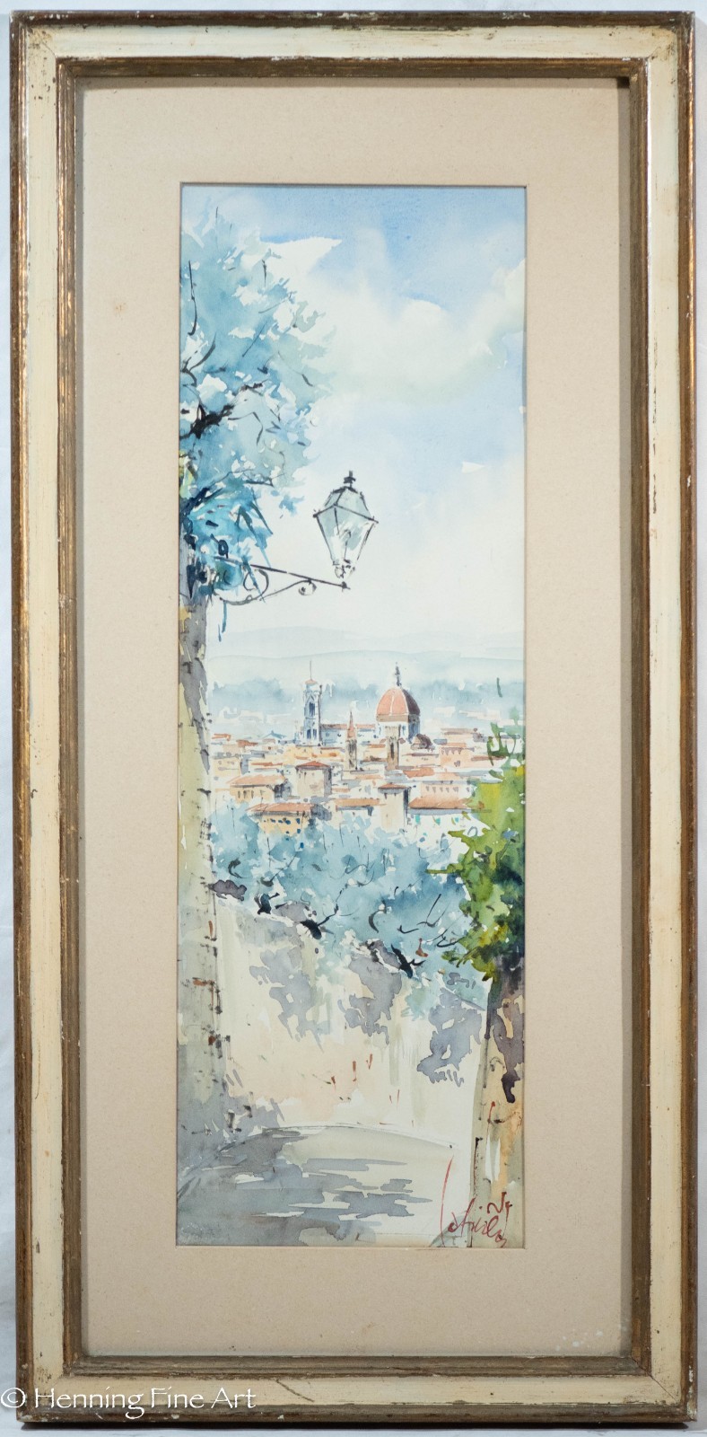 Mid Century Painting of Florence, Italy by Giuseppe Capineri Beautiful, Framed 2