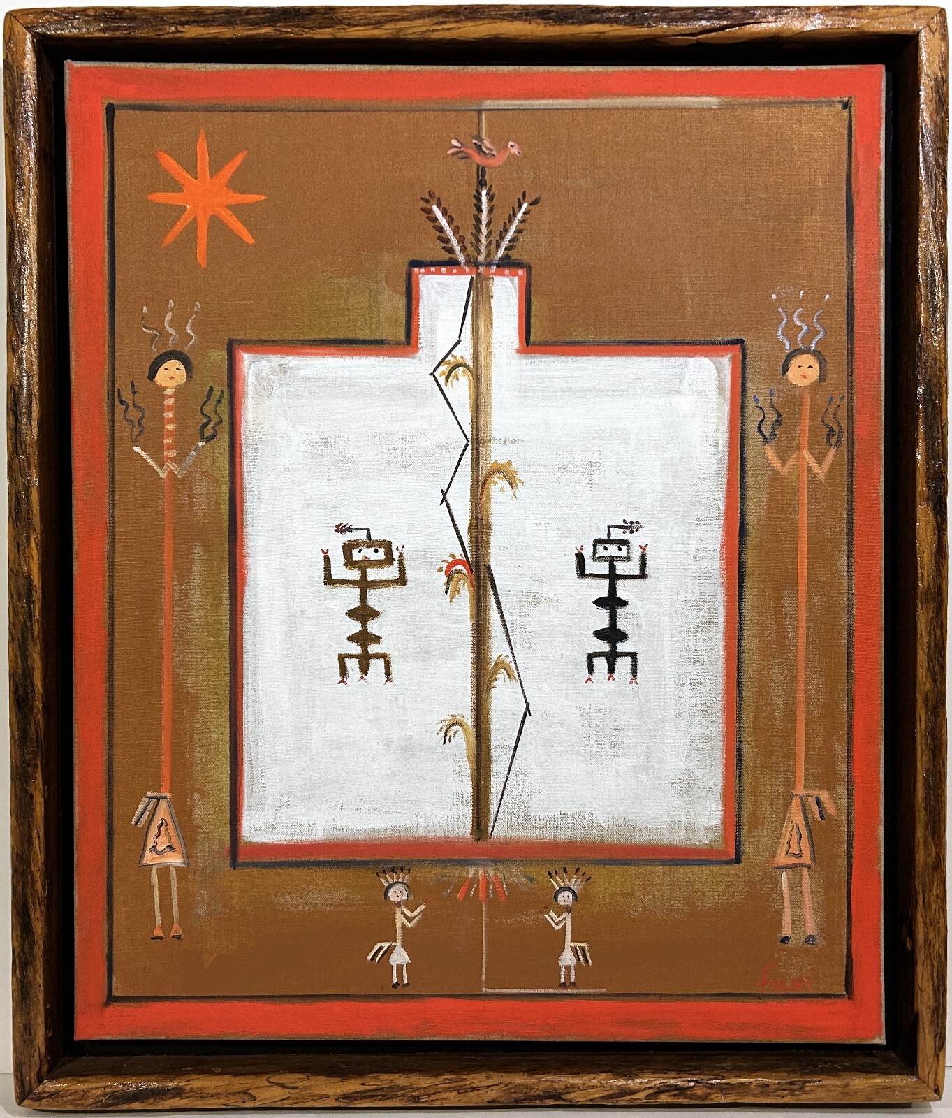 Original NAVAJO POLLEN PATH PAINTING OIL ON CANVAS Native American SIGNED FOLEY