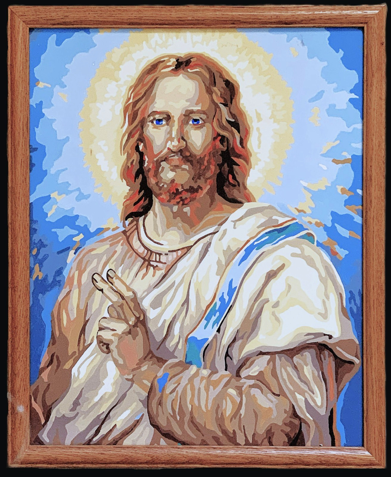 Vtg 1972 Jesus Christ Painting – Paint by Numbers Art 18×22 Frame Optional Read