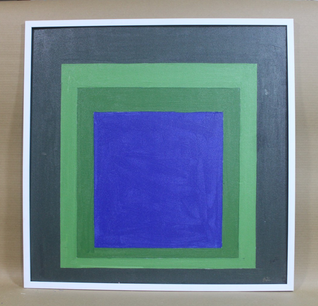 Josef Albers Oil on Masonite – Signed 1971, Good Condition, Framed VERY NICE