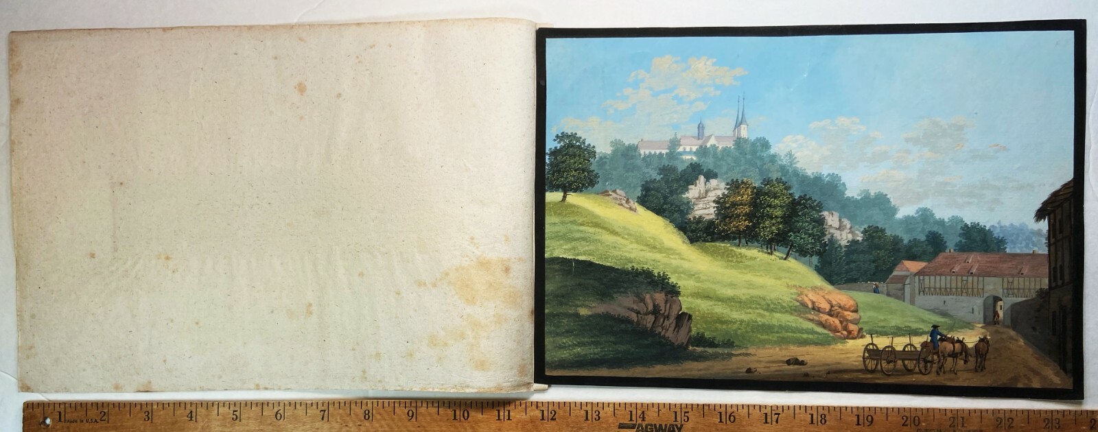 SUPERB German School – 18th Century Gouache Painting c 1760 – Monastery Huysberg