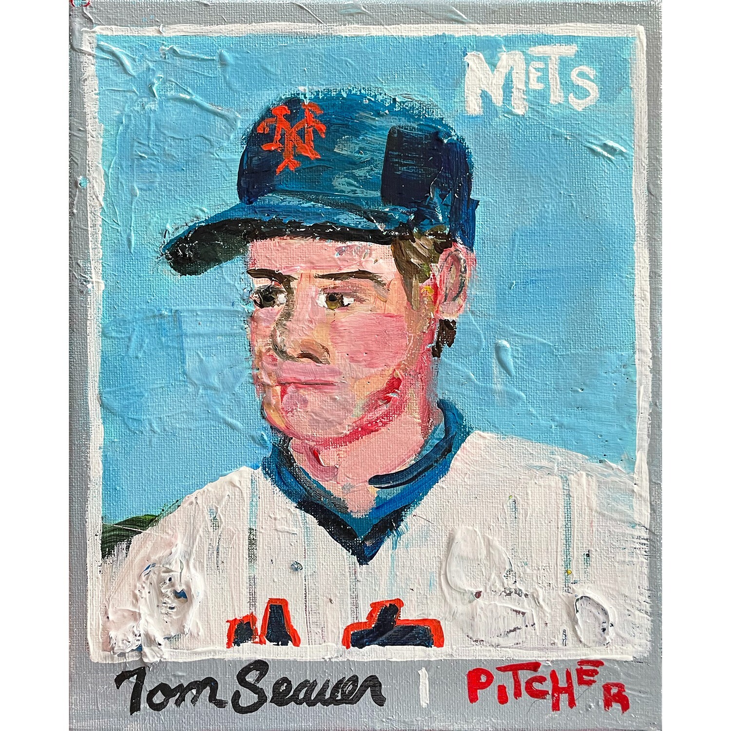 Tom Seaver Mets Art 8x10in Acrylic Painting by Sergio Santos elsantosworld Baseb