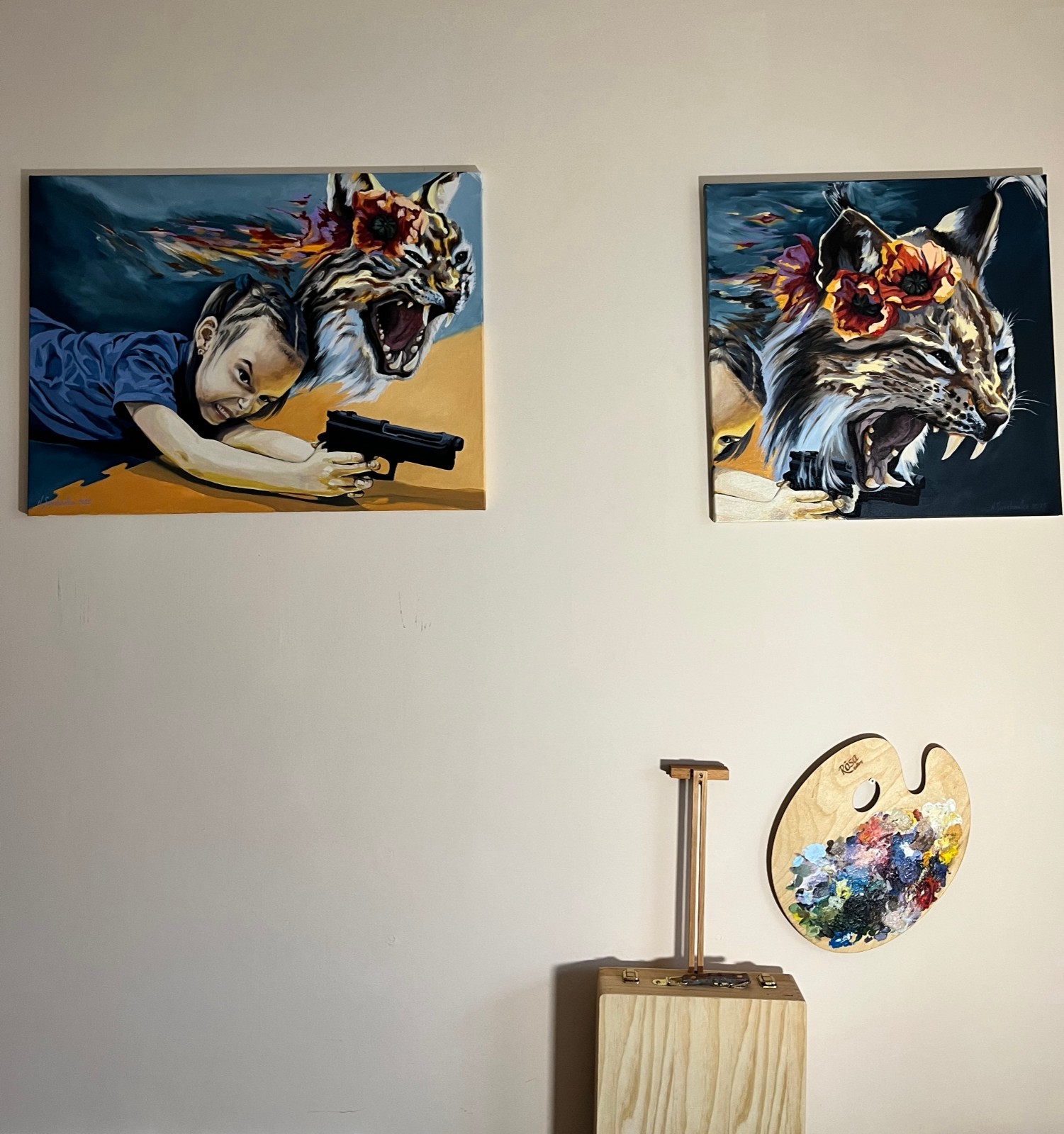 Ukraine oil painting original Ukrainian war art » Lynx from the Wild Field «