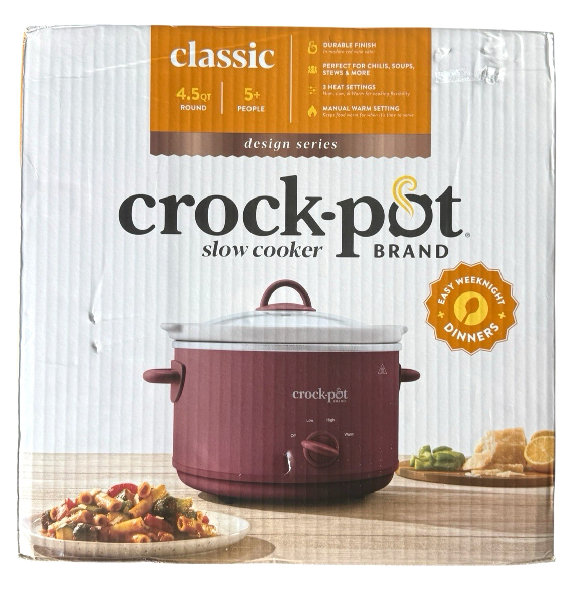 Crock-Pot Classic Slow Cooker 4.5 Quart Oval Maroon Manual 3-Setting NEW in Box