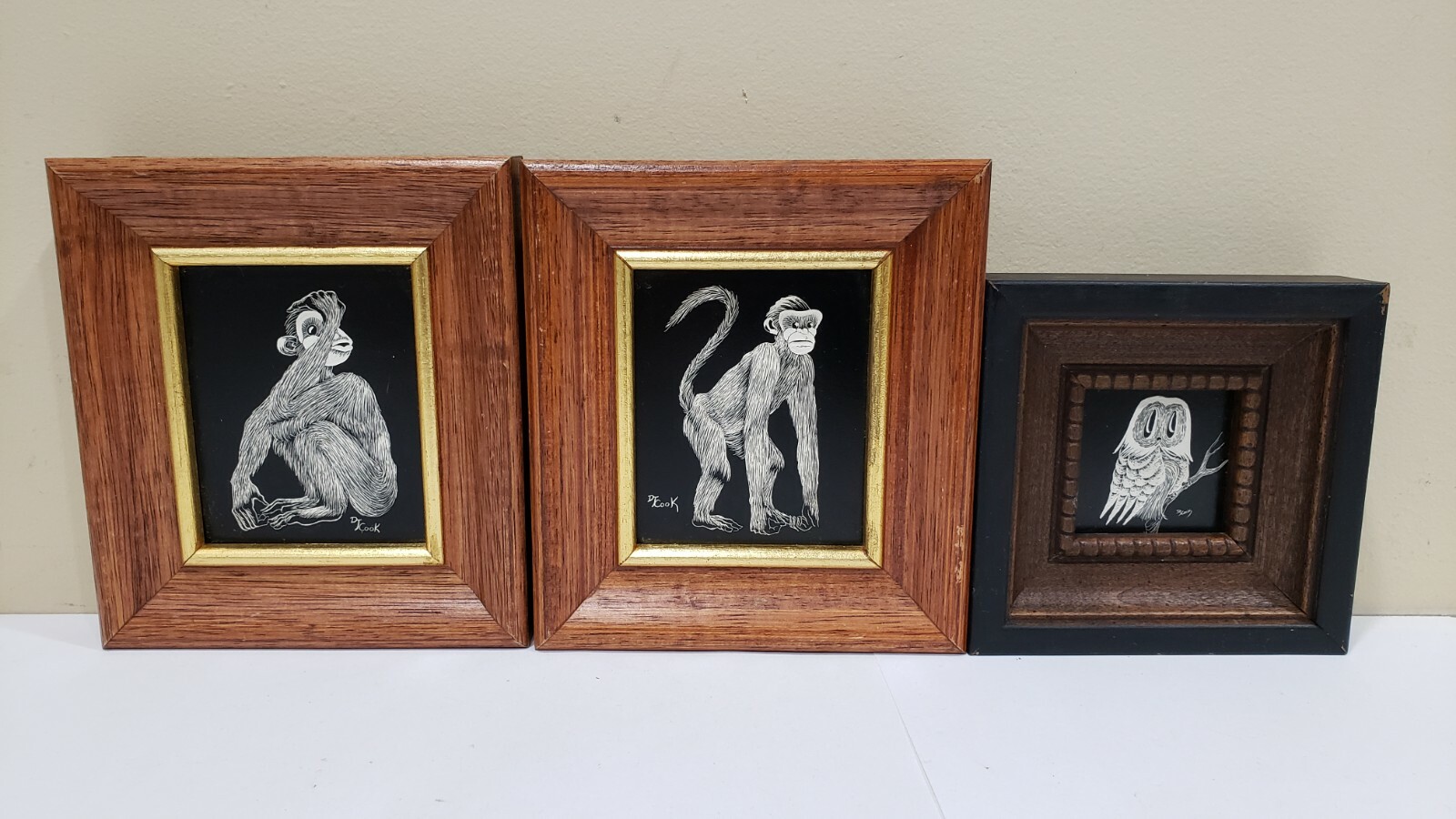 Lot of 3 DJ Cook Miniature Acrylic on Board Paintings, Signed