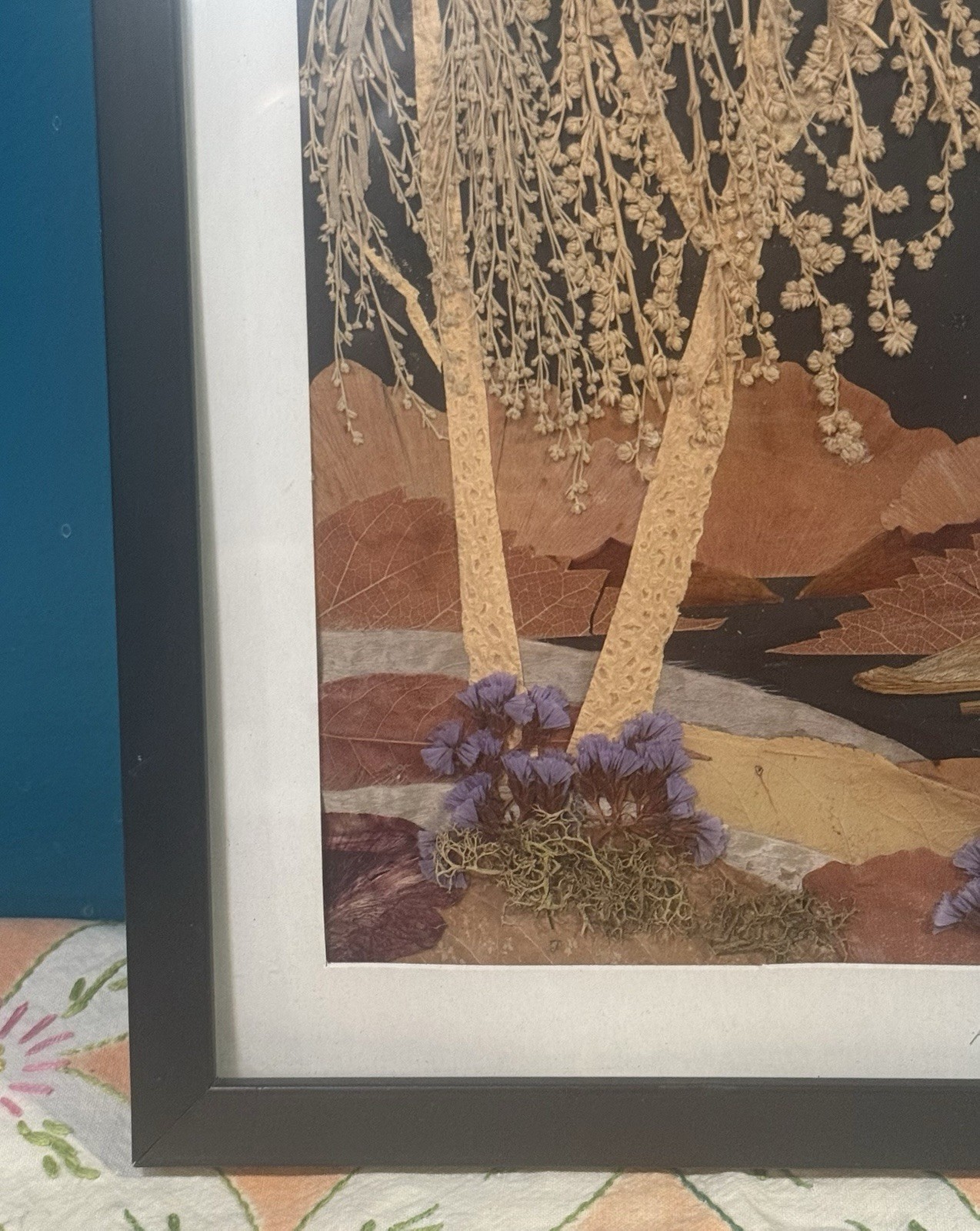 Larisa THANEY Original Pressed BOTANICAL ART FRAMED Autumn LANDSCAPE SIGNED 8×10