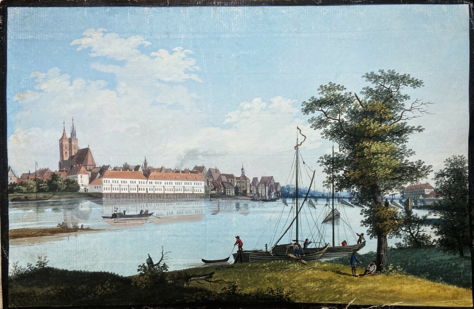 SUPERB German School – 18th Century Gouache Painting ca. 1760 – Frankfurt (Oder)