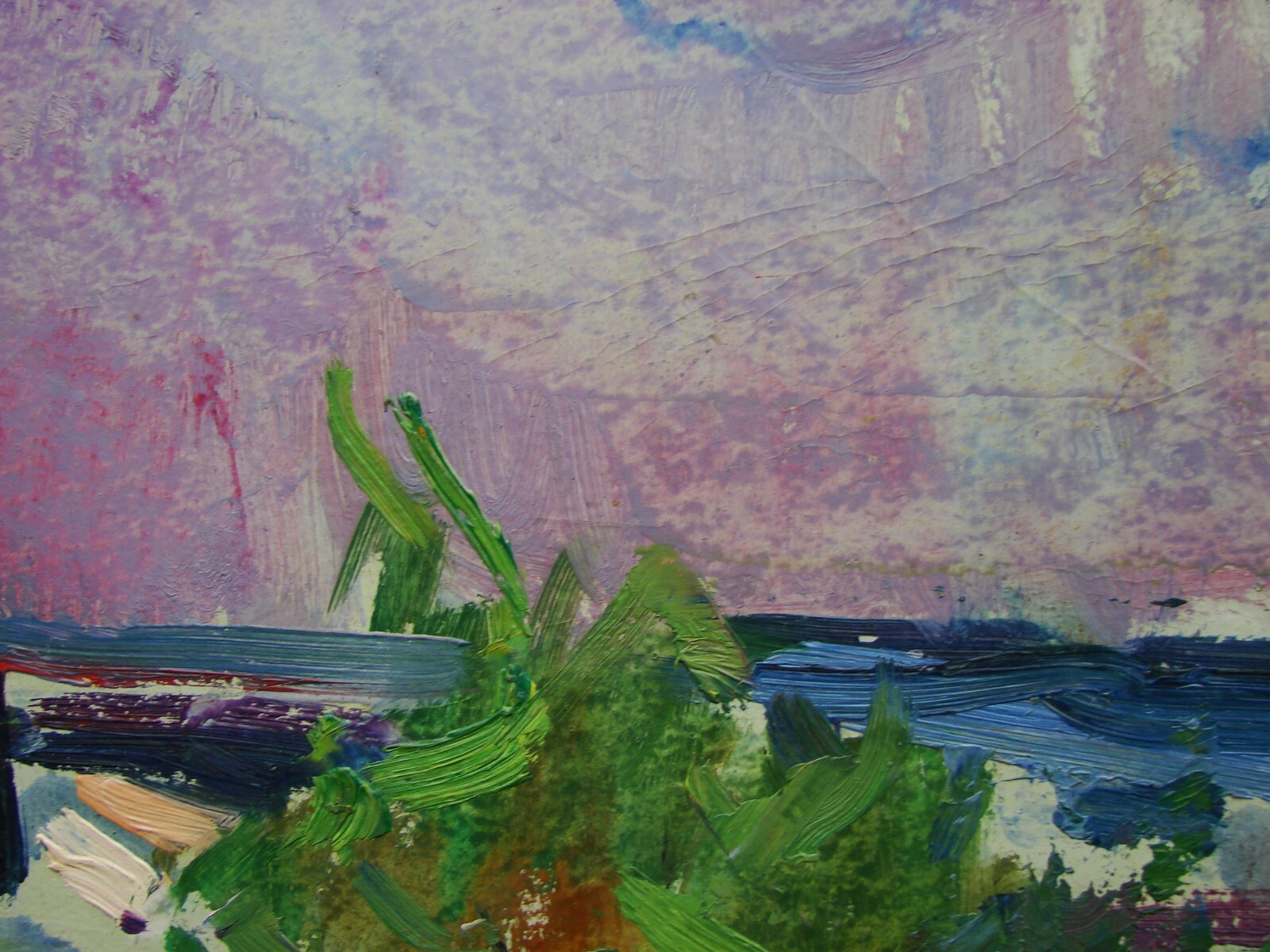 Ukrainian Soviet Oil Painting Landscape postimpressionism panorama rising sun