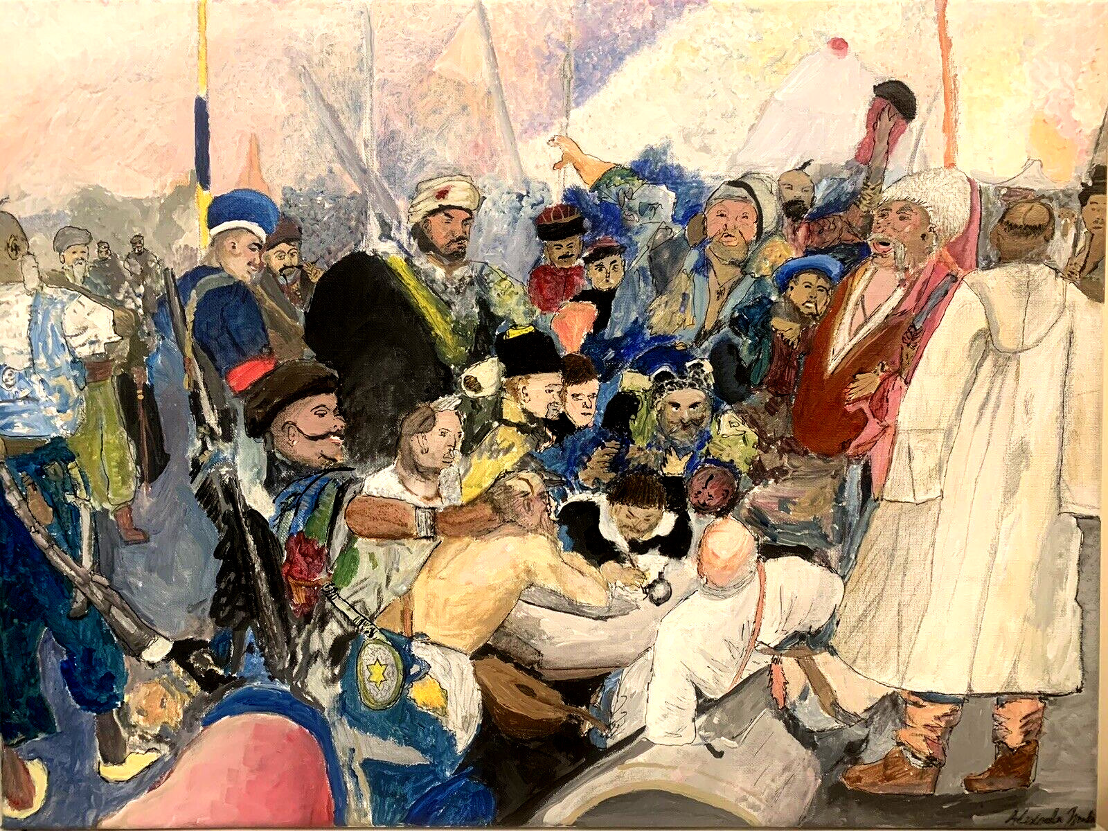 Painting Repin Zaporozhye Cossacks Reply Ottoman Sultan Mehmet IV’s Letter Art