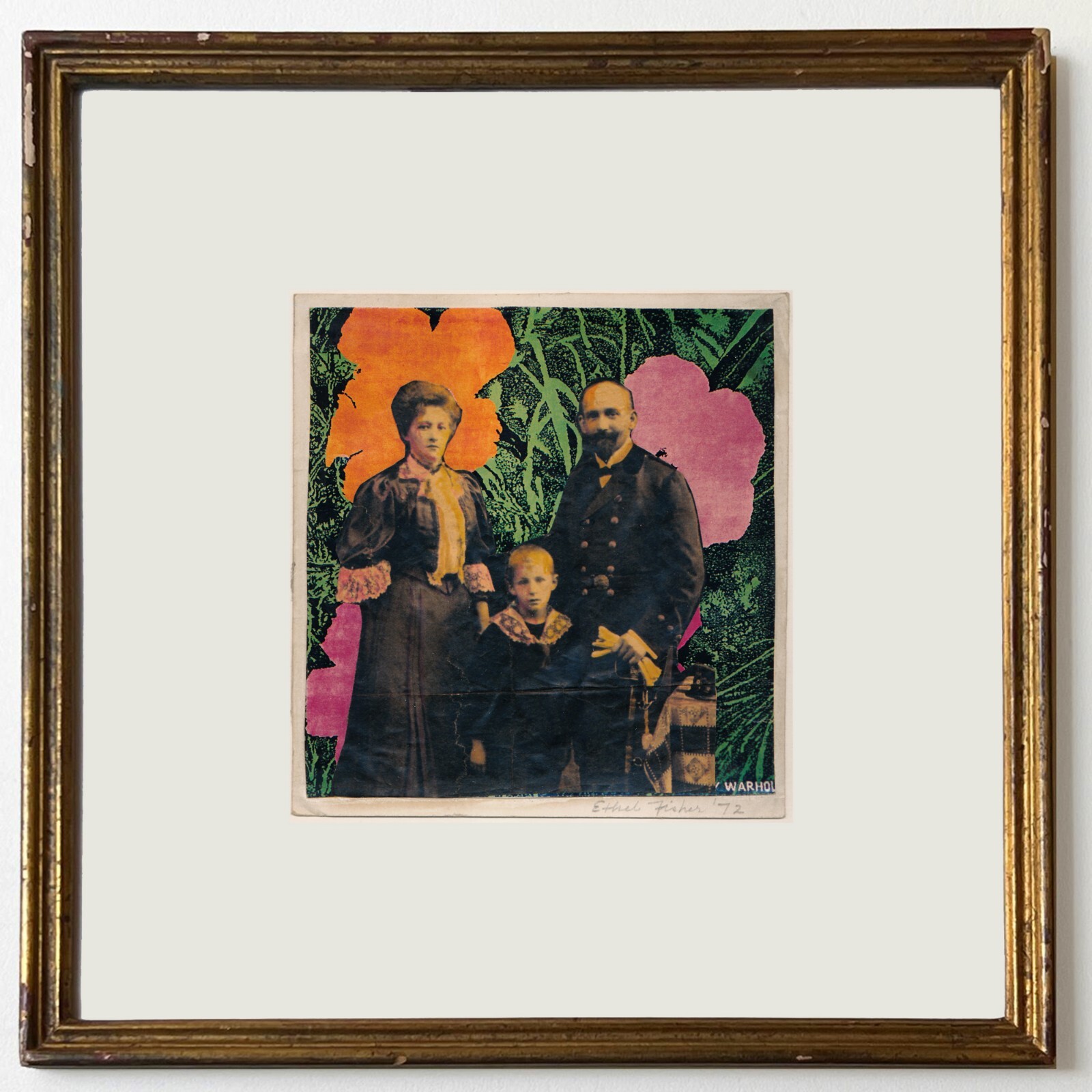 ETHEL FISHER 1972 HOMAGE TO ANDY WARHOL UNIQUE POP ART SIGNED DATED FRAMED