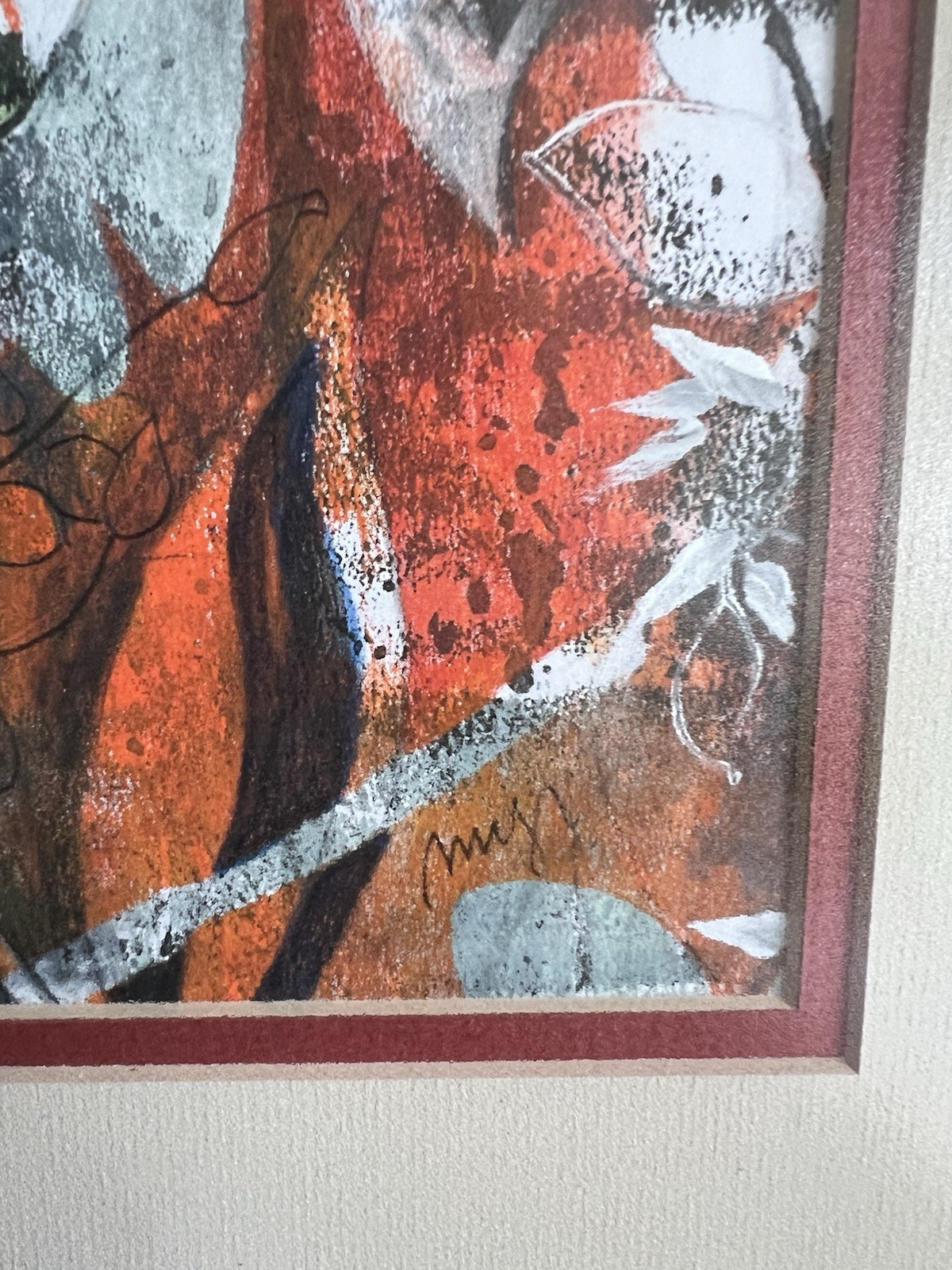 Original Abstract Bird Painting Mixed Media Artwork Ready To Hang Signed