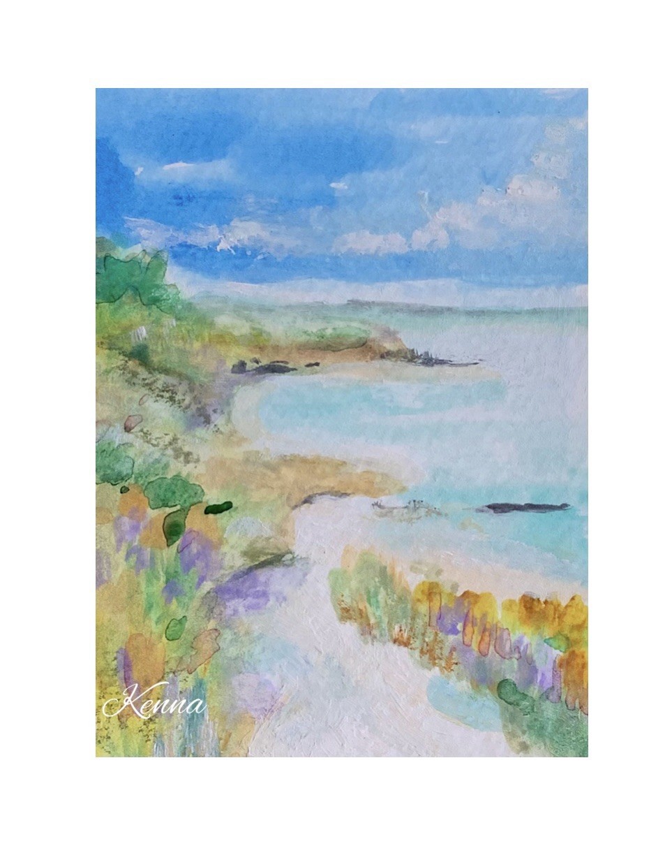 Aceo Painting By Kenna Seascape 2.5” X 3.5” Signed Original