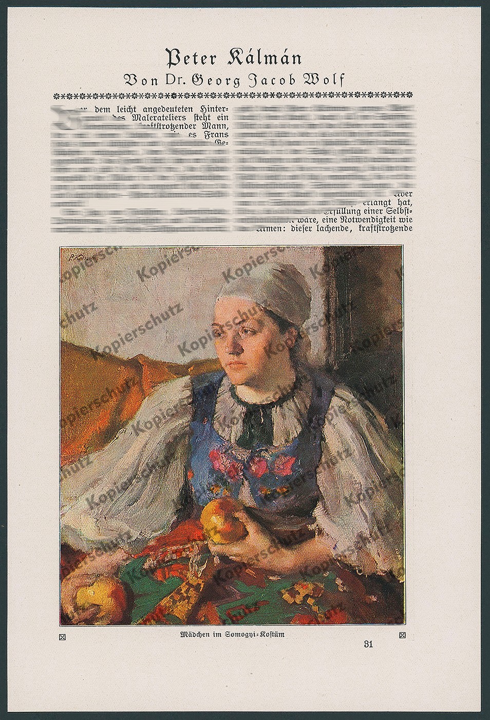 Georg Jacob Wolf portrait painter Peter Kálmán painting Žabalj Nußdorf Munich 1923