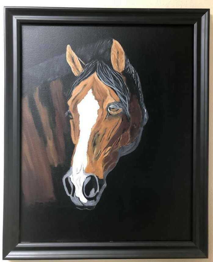 Leah Smith Horse Portrait 20×16 Original Framed Acrylic Contemporary Painting