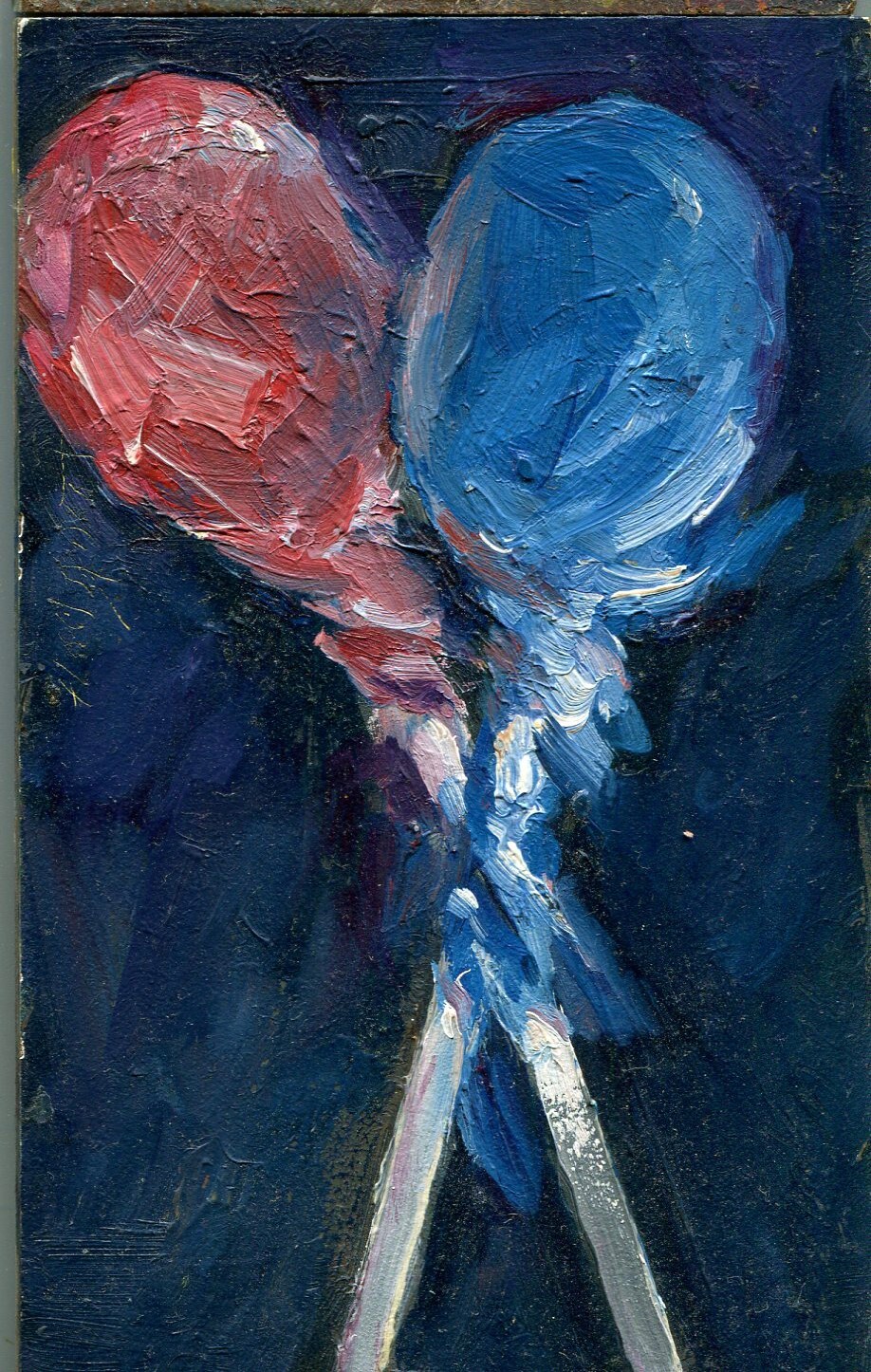 Lollipops 5×3 in. Oil on gessobord archival panel Hall Groat Sr.
