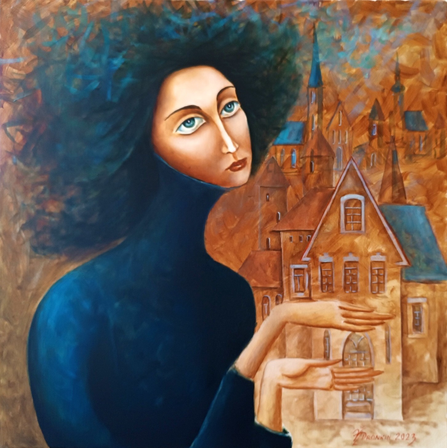 ORIGINAL Painting Oil canvas surrealism modern ART by Vlad Pronkin 2023 comp.1