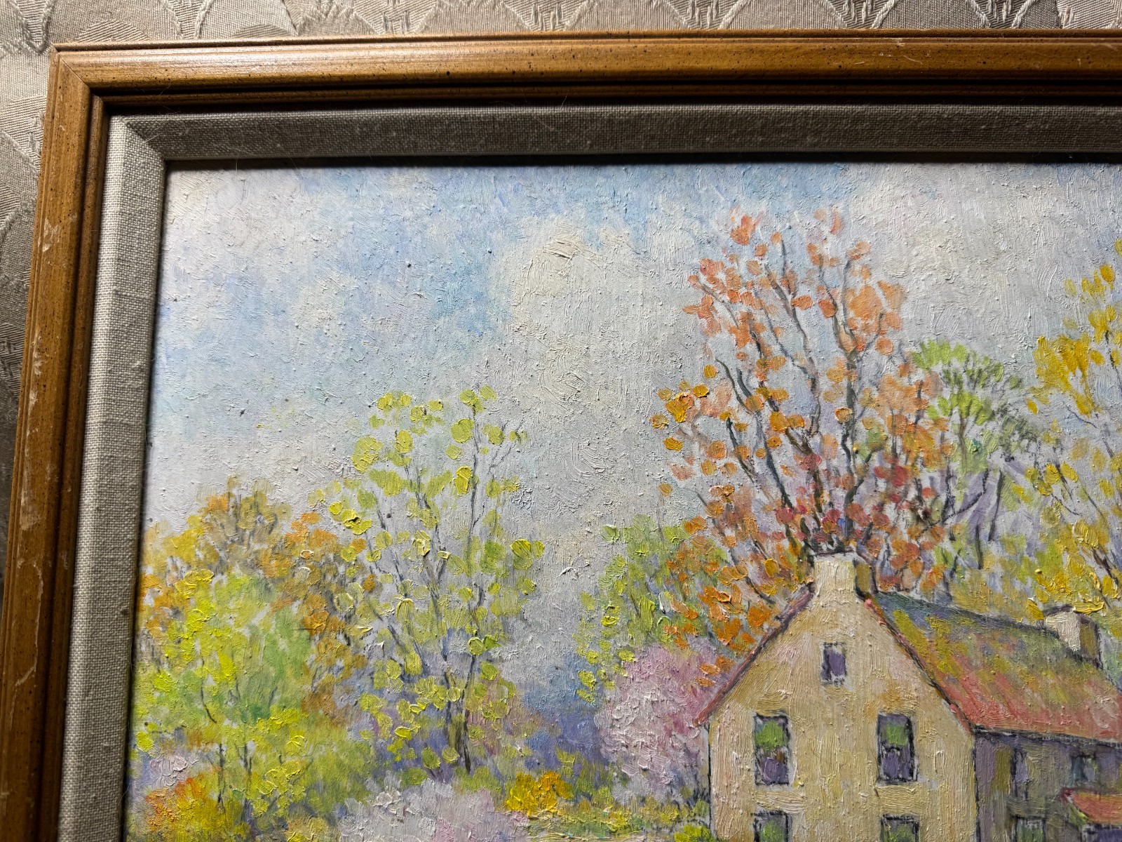 Superb Albert Van Nesse Greene (1887 – 1971) «Country Home Scene» Oil Painting