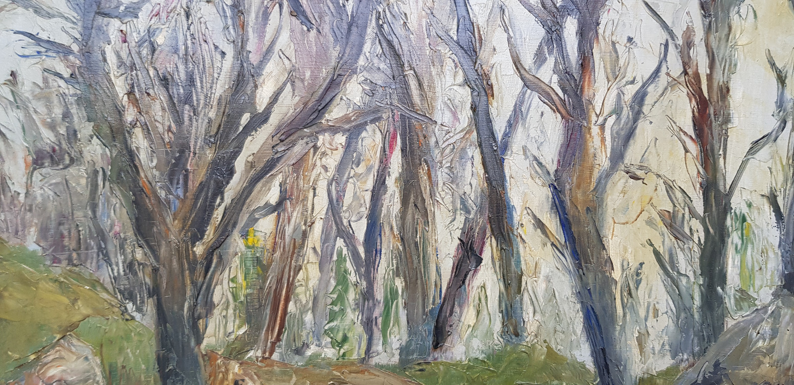 Abstract oil painting artwork with frame picture painting oil painting forest