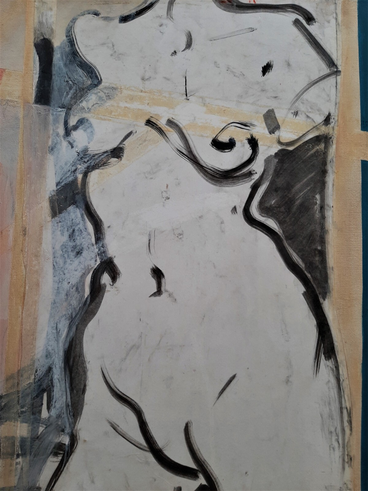 AVINOAM KOSOVSKY (1938-) & DALIA BORSTEIN , Oil & Collage Canvas, Nudes, Signed
