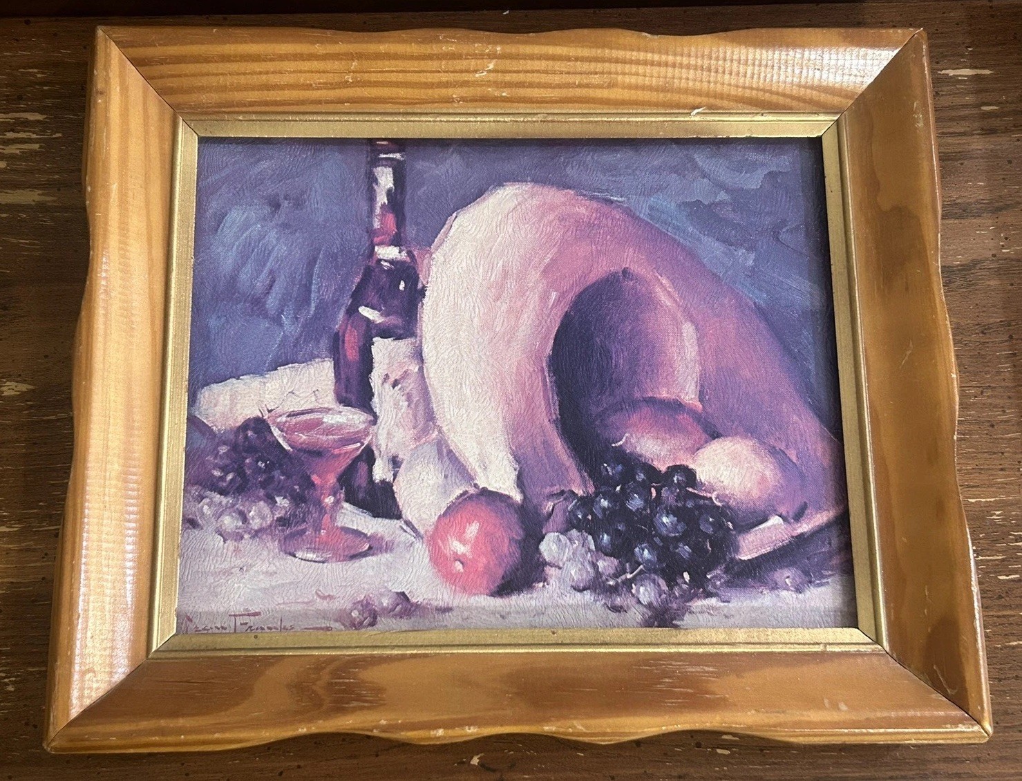 Vintage Wood Frame Fruit Oil Painting Still Life 10.5 X 12.5 Signed Kitchen Home