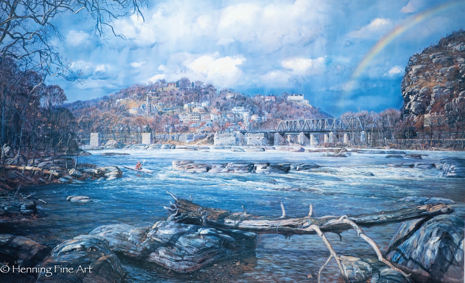 Beautiful James Grove Lithograph of The Enfilade Past and Present Harper’s Ferry