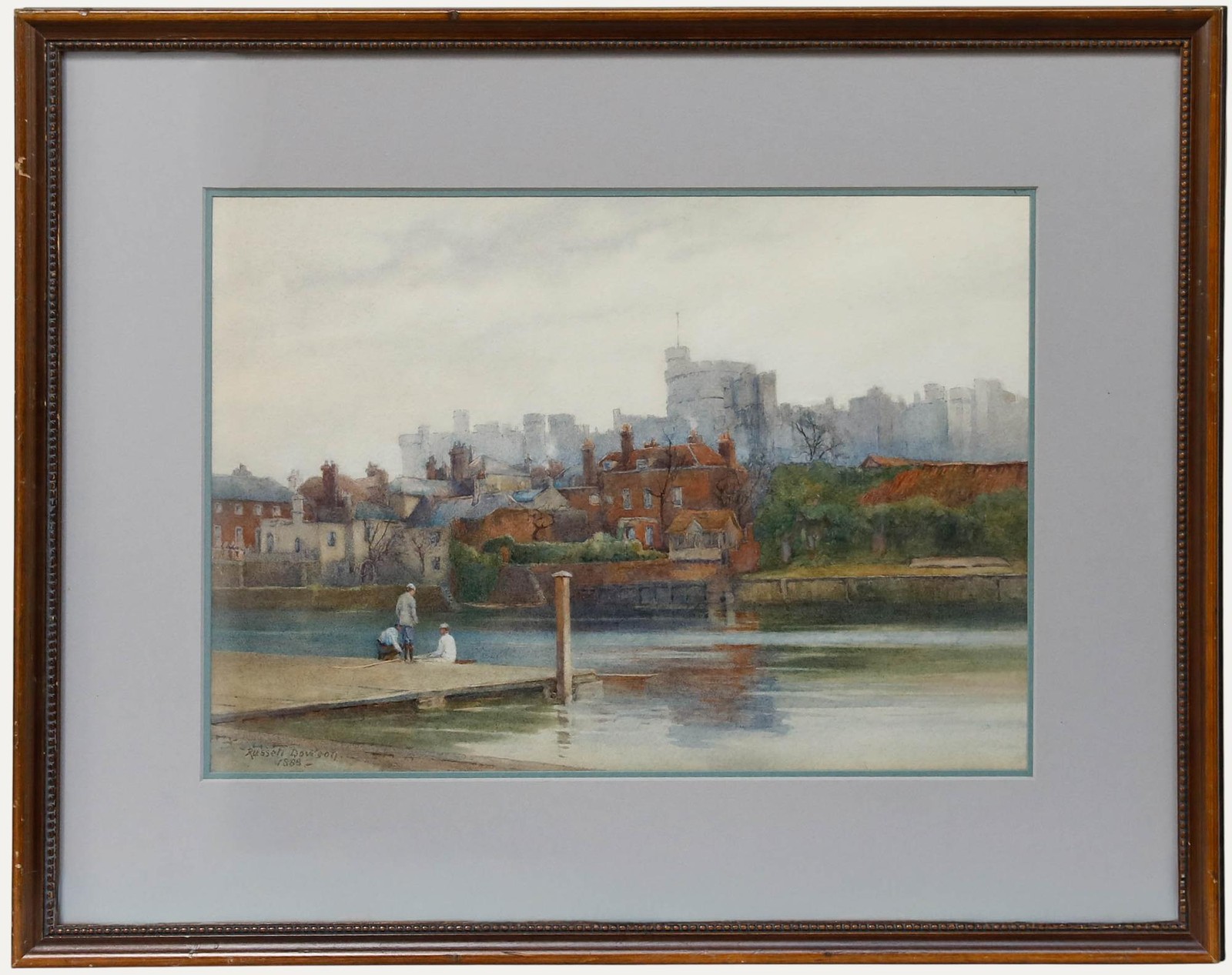 Russell Dowson (1841-1914) – Framed 1888 Watercolour, Windsor from the Thames