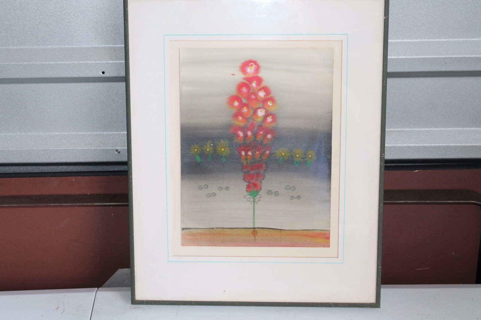 Impressionism Watercolor Painting Framed Flowers Floral Art Decor