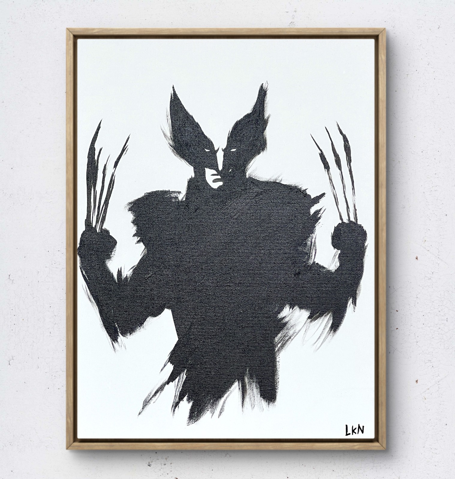 Laeknapes Monochromatic Wolverine Marvel Abstract Art 12X16 Canvas Expressionist
