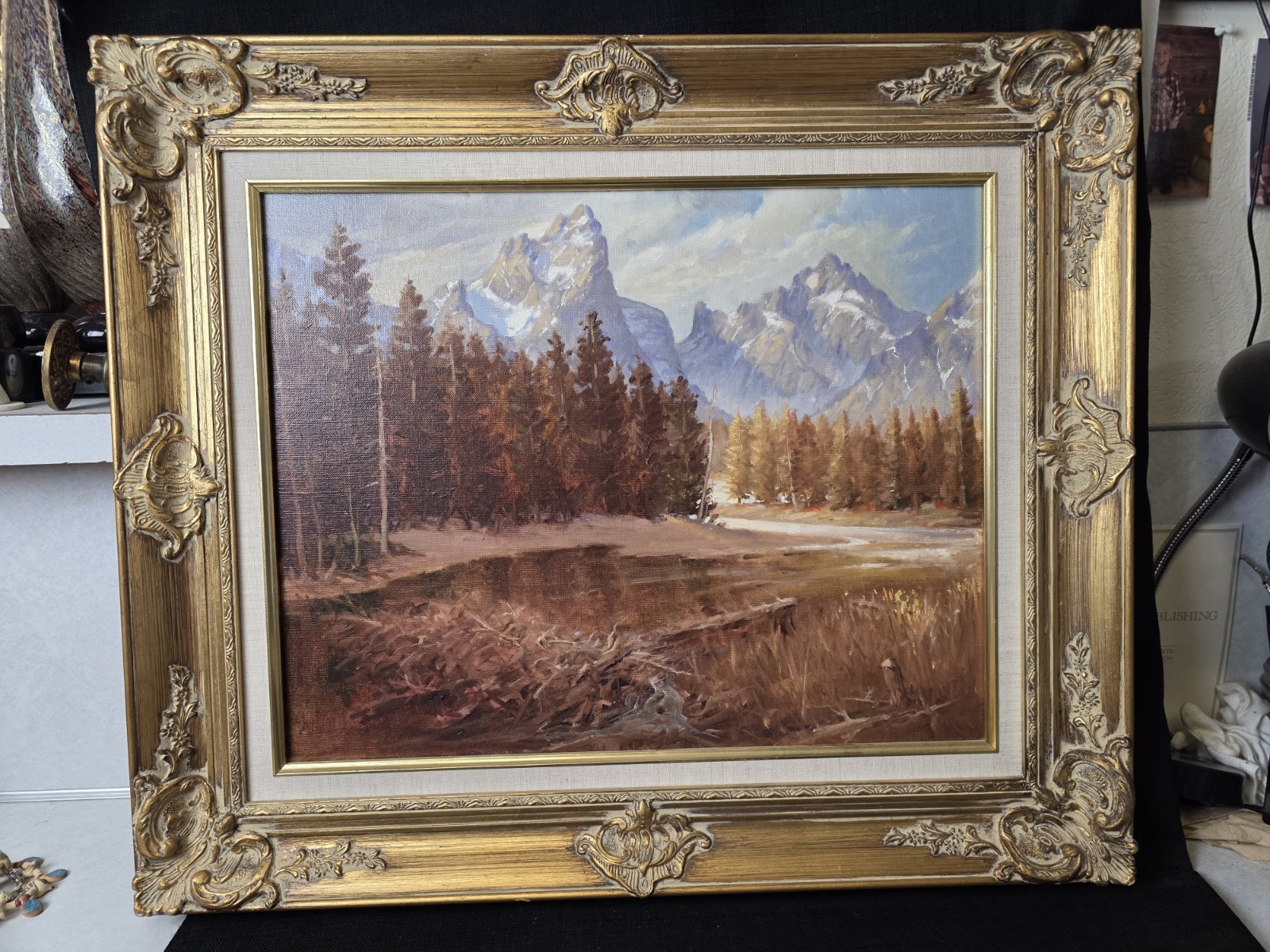 Vic Riesau «Beaver County» Grand Tetons Original Oil Painting 20″×16″ Wyoming