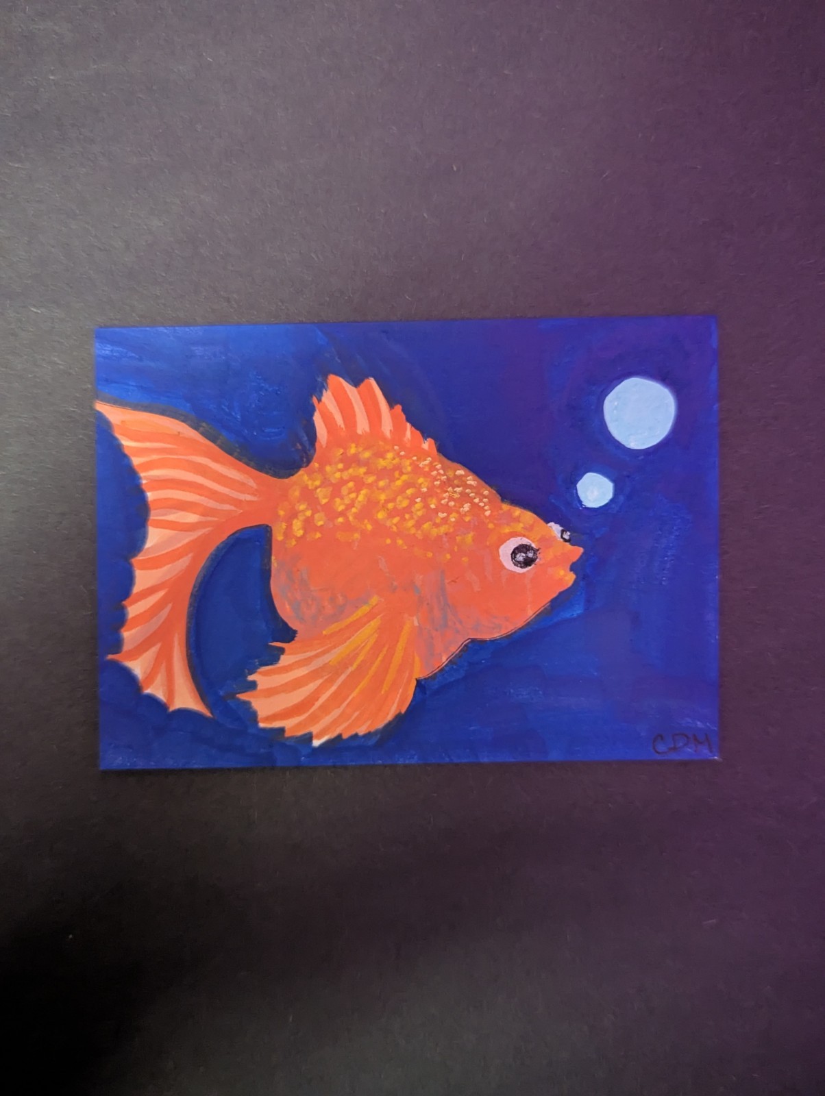 «Goldfish» Acrylic Aceo Painting On Cardstock, 2.5×3.5 Inches