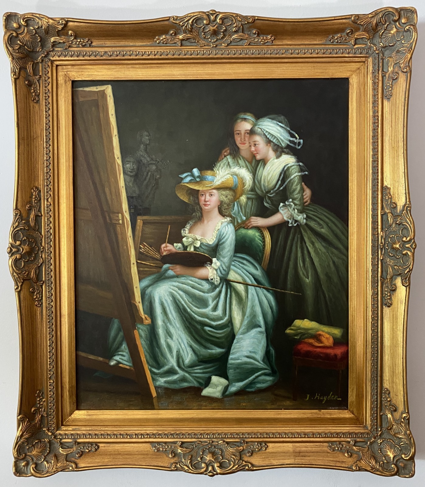 Large Oil Painting – The three sisters Painting- Ornate Gold Frame