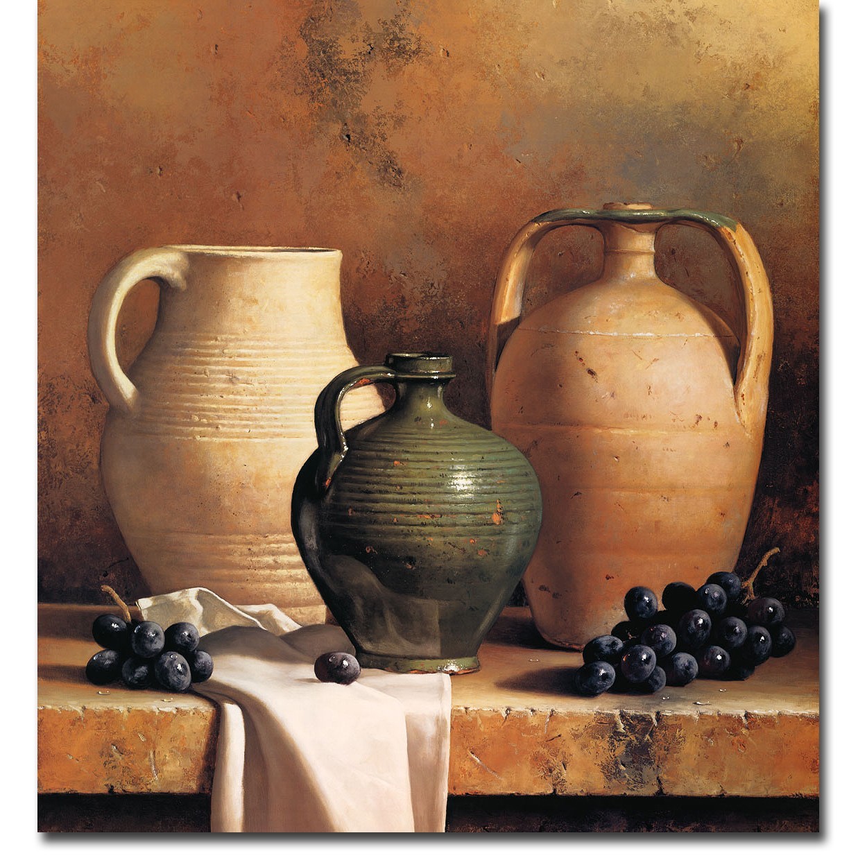Earthenware with Grapes by Speck Gallery-Wrap Canvas Giclee Art (34 in x 32 in)