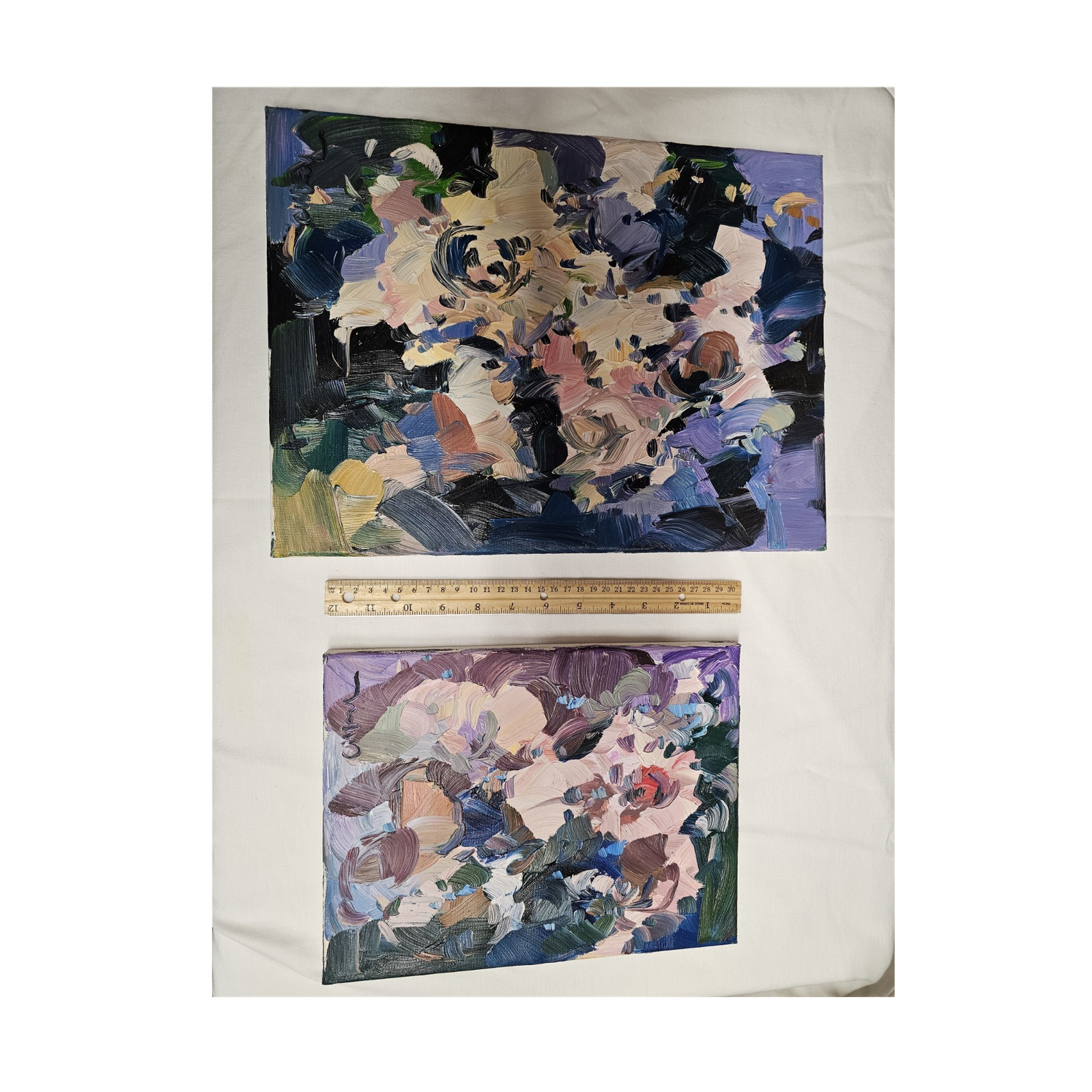 Jose Trujillo Impressionist Oil Painting Set Wild Rose Bush & The Garden 2011
